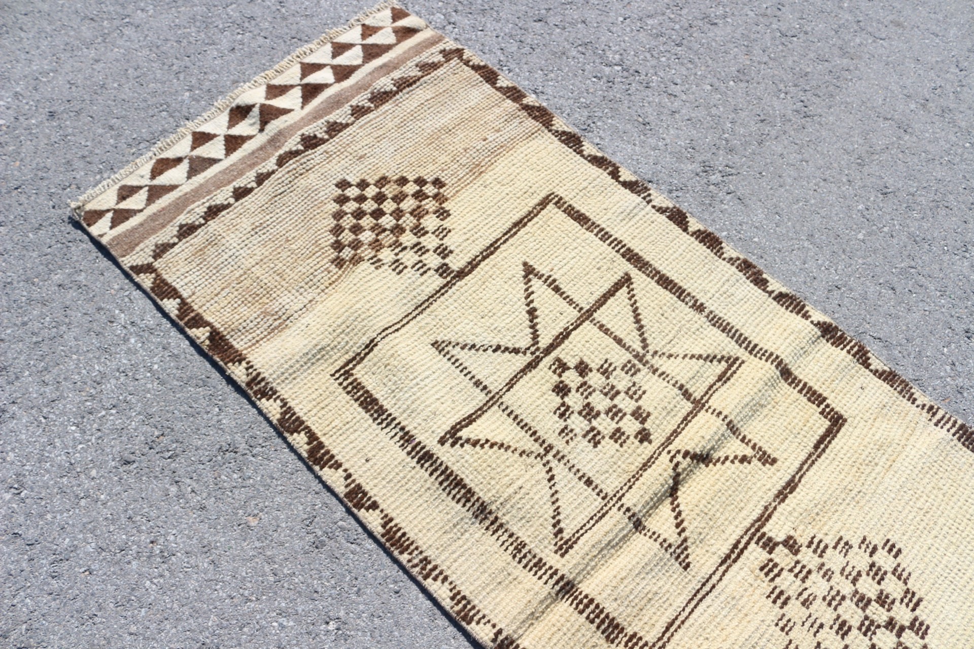 Anatolian Rug, Bright Rug, Oushak Rugs, Kitchen Rug, Turkish Rug, 2.9x10.2 ft Runner Rug, Brown Oushak Rug, Rugs for Stair, Vintage Rug