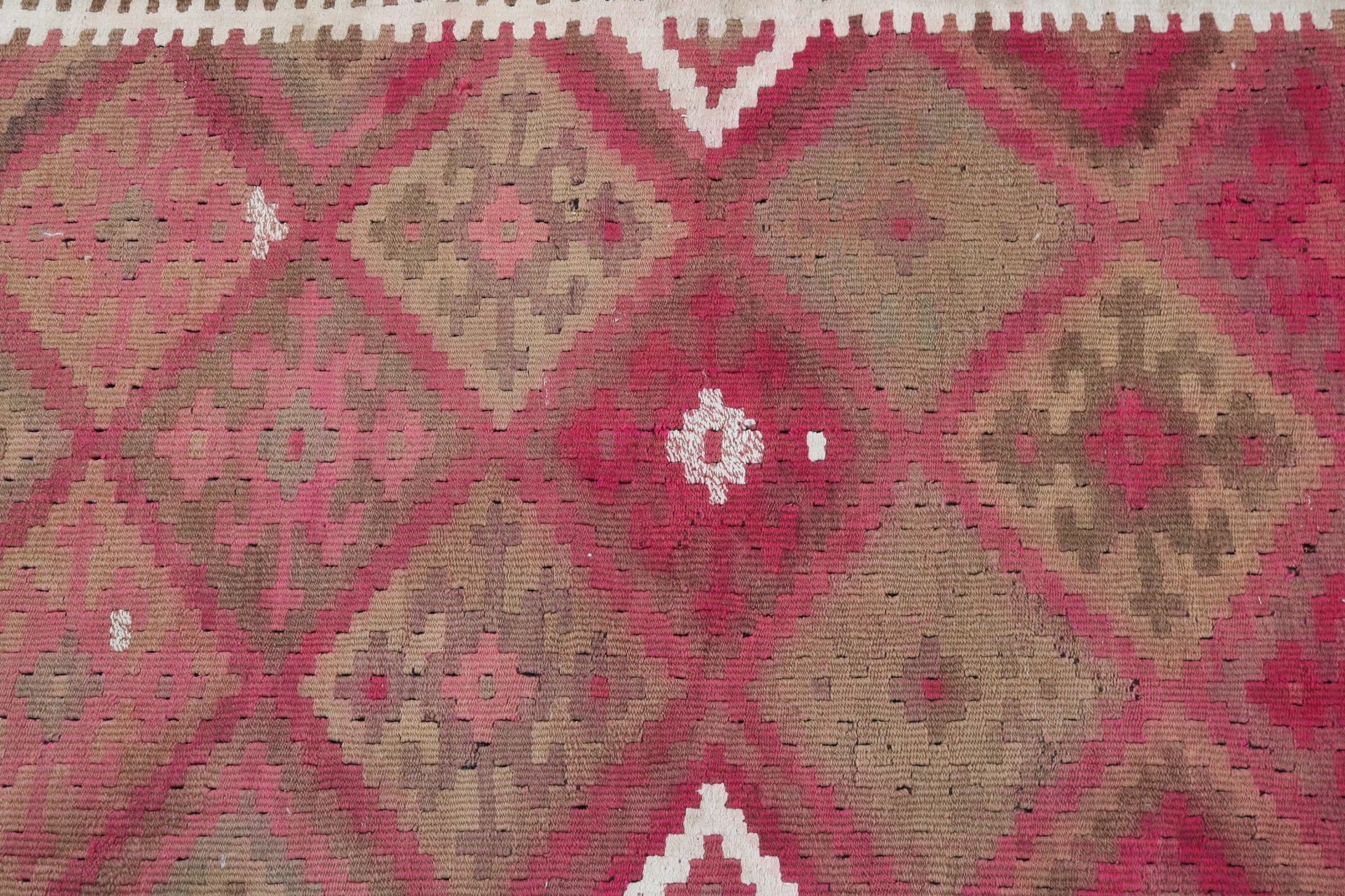 Aztek Halıları, Bildiri Halısı, Türk Halısı, Vintage Halılar, 2,9x7,5 ft Runner Halısı, Beni Ourain Runner Halısı, Pembe Geometrik Halı, Geometrik Halılar