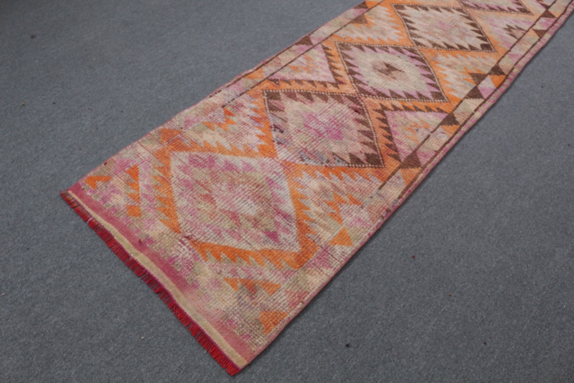 Rugs for Corridor, 2.7x13.7 ft Runner Rug, Stair Rugs, Orange Oriental Rug, Turkish Rugs, Vintage Rug, Hallway Rug, Floor Rug, Oushak Rugs