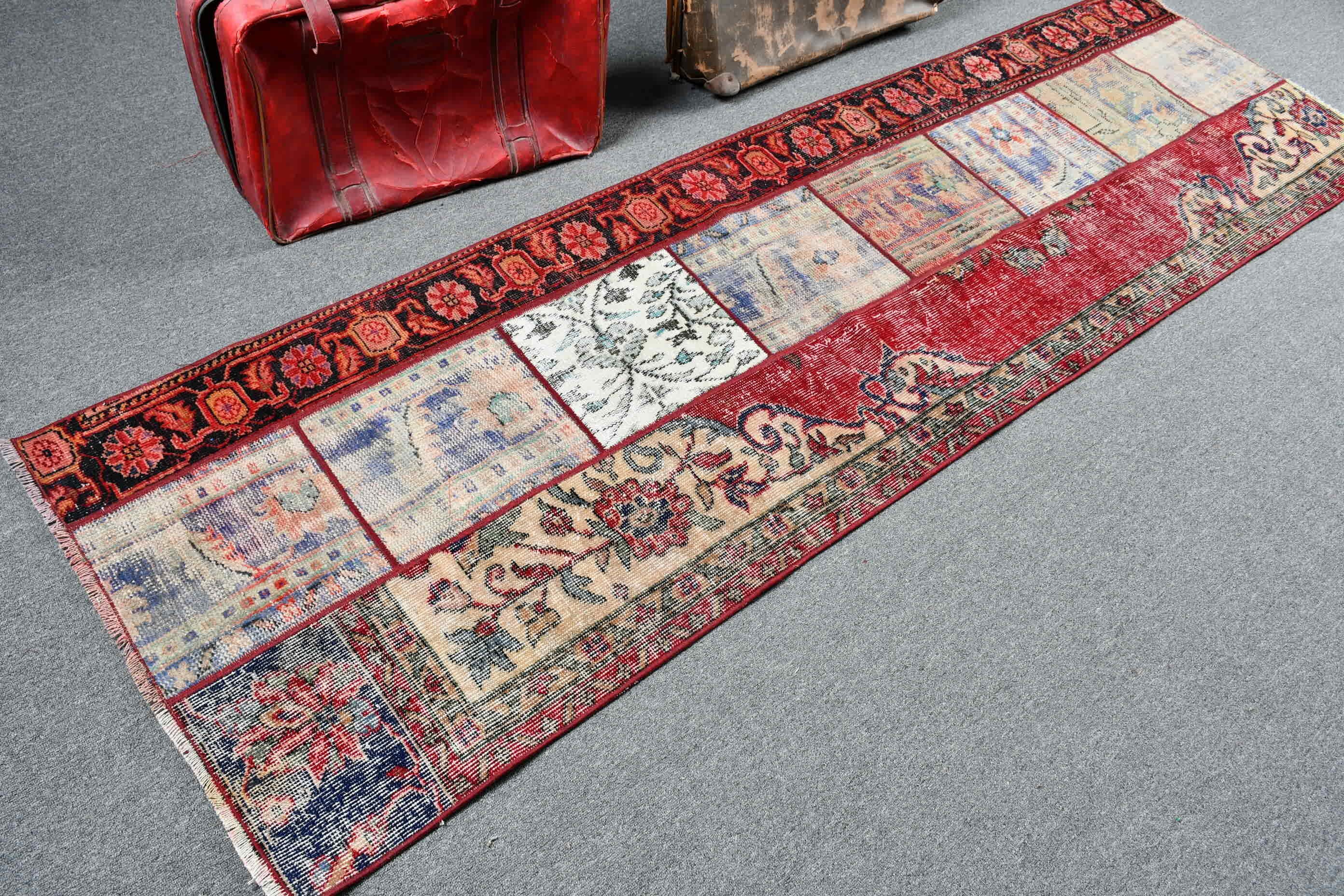 Hallway Rugs, Kitchen Rugs, Red Moroccan Rug, 2.6x9 ft Runner Rug, Vintage Rug, Floor Rug, Rugs for Runner, Turkish Rug