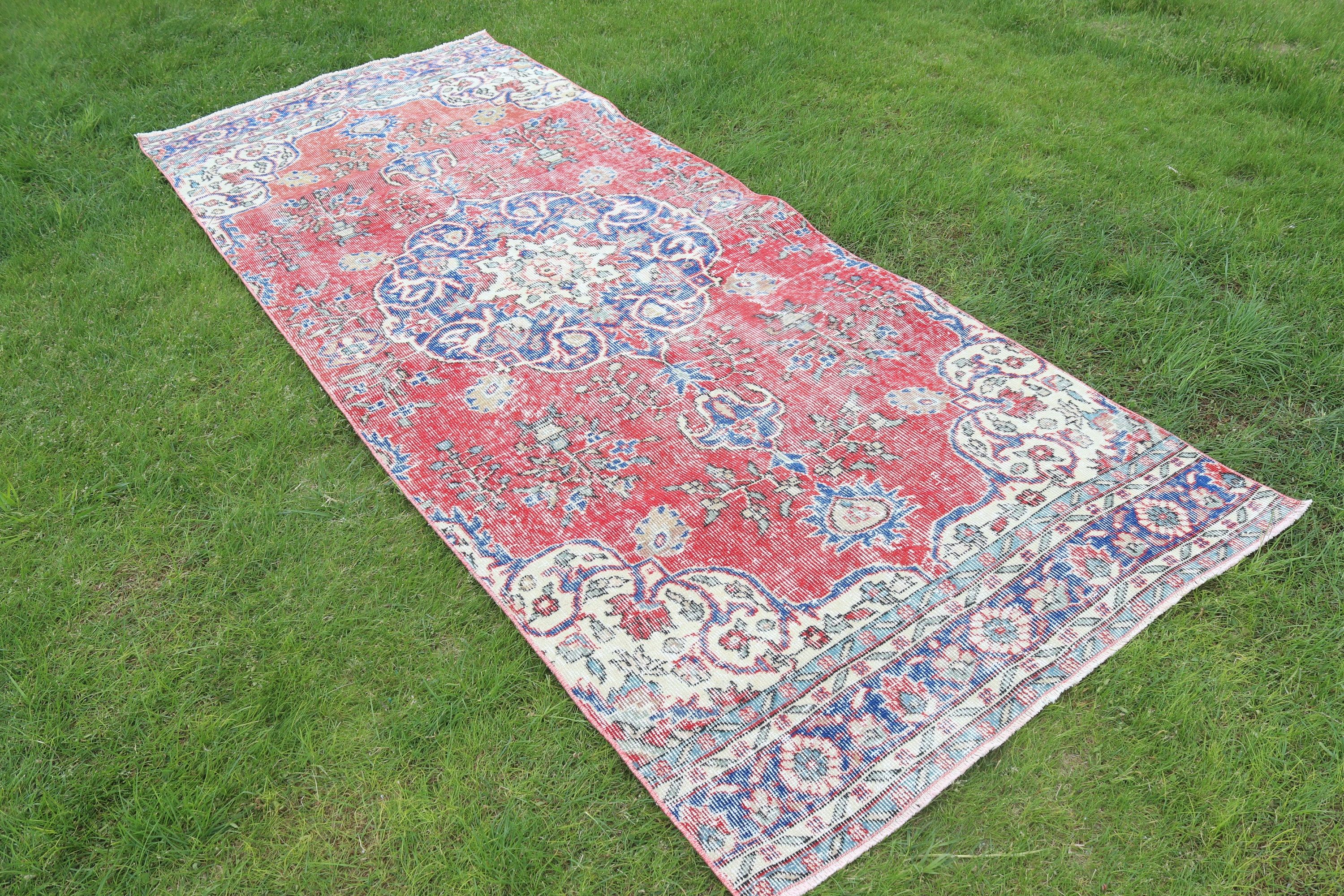 Beni Ourain Koşucu Halısı, Kırmızı Oushak Halısı, Antika Halı, Türk Halıları, Boho Halıları, Vintage Halı, Vintage Runner Halısı, 3.5x8.9 ft Runner Halısı