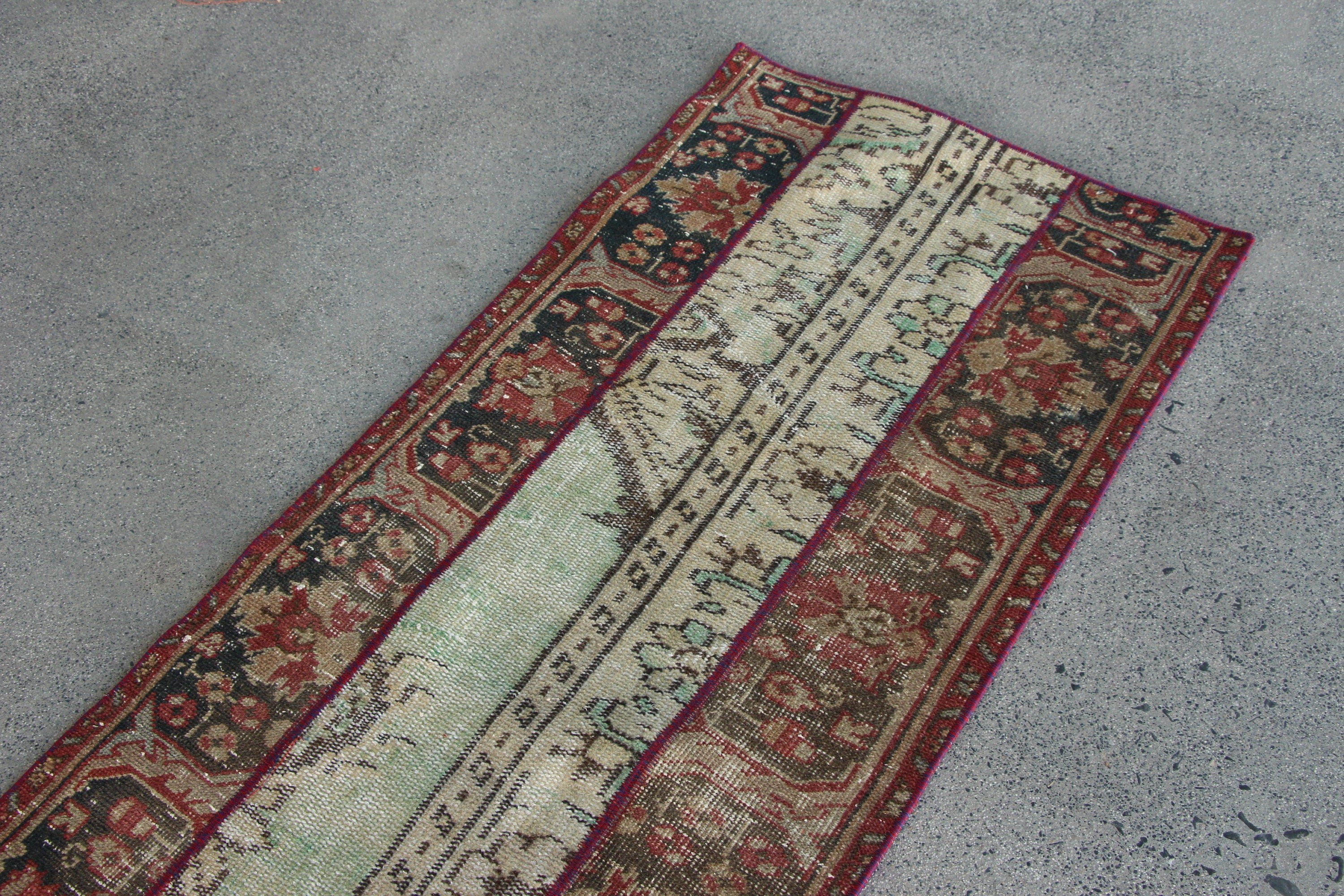 Yeşil Oushak Halıları, Koridor Halısı, Yer Halısı, Türk Halıları, Ev Dekorasyonu Halısı, Merdiven Halıları, Vintage Halı, 2.2x6.4 ft Runner Halısı, Mutfak Halısı