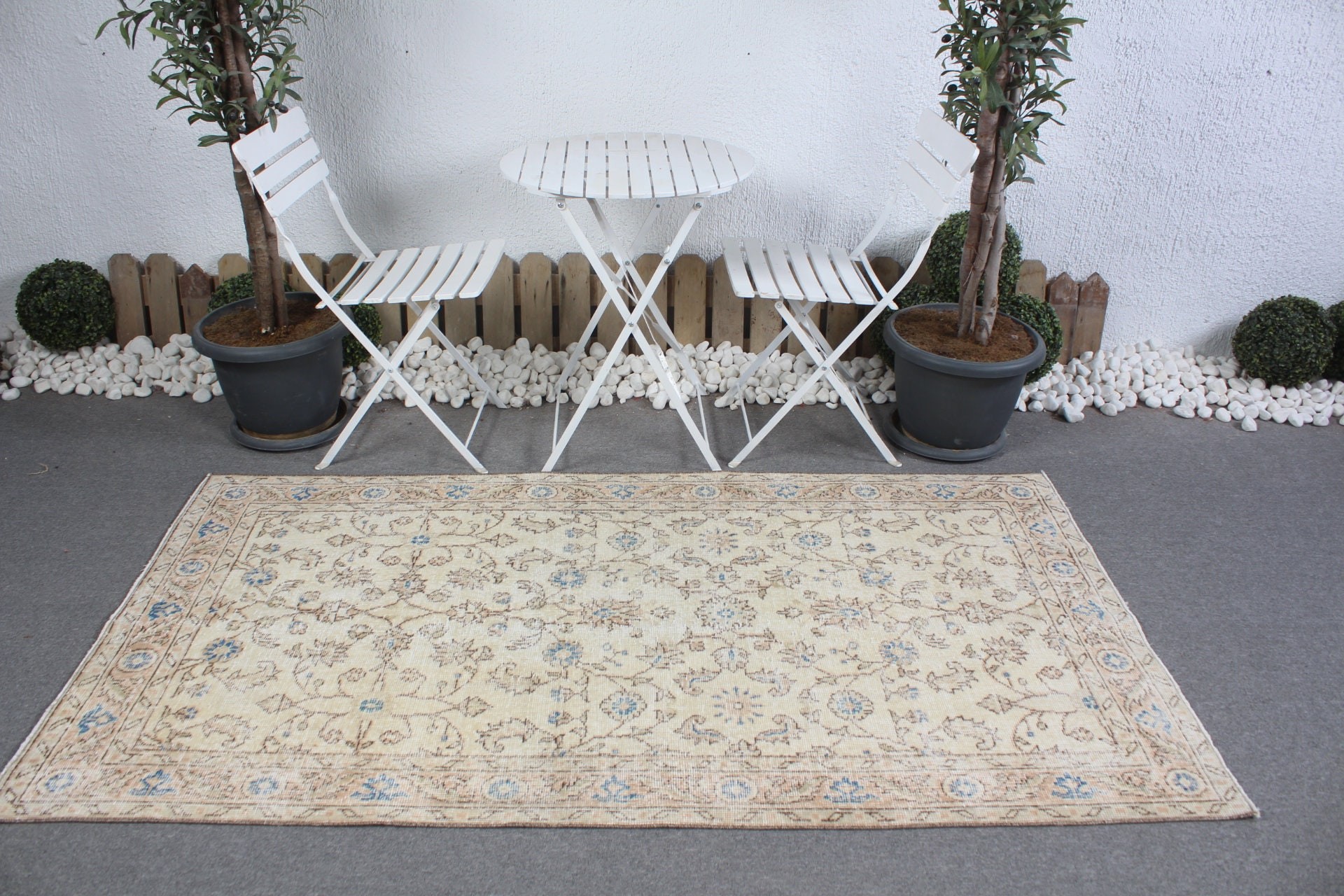 Cool Rug, Vintage Rug, Beige Kitchen Rug, 3.7x6.8 ft Area Rugs, Outdoor Rug, Rugs for Nursery, Turkish Rug, Living Room Rug