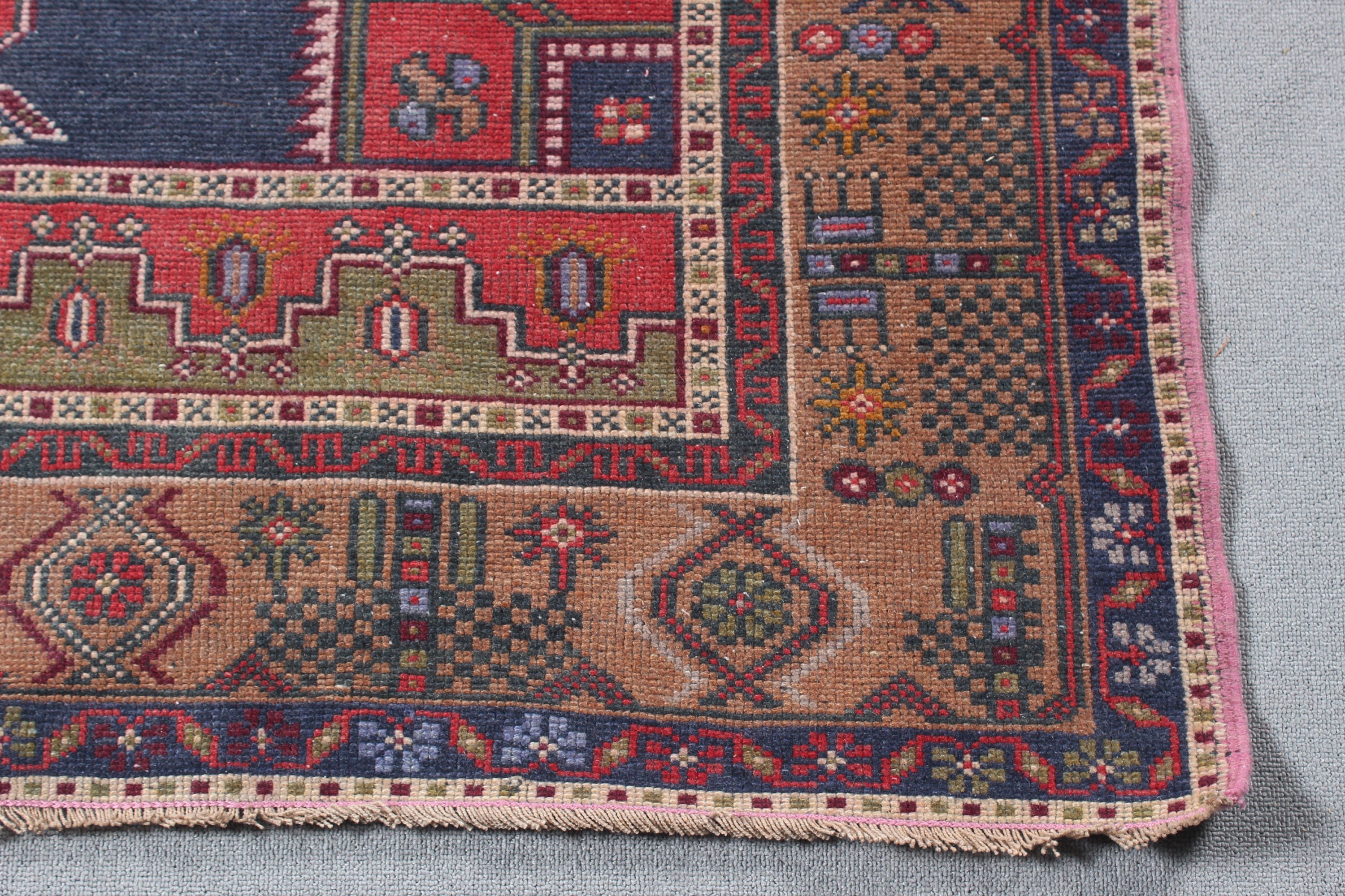 Turkish Rugs, Vintage Rug, Red Cool Rug, Kitchen Rugs, Luxury Rugs, Rugs for Oushak Area, Floor Rug, 4.4x7.9 ft Area Rug