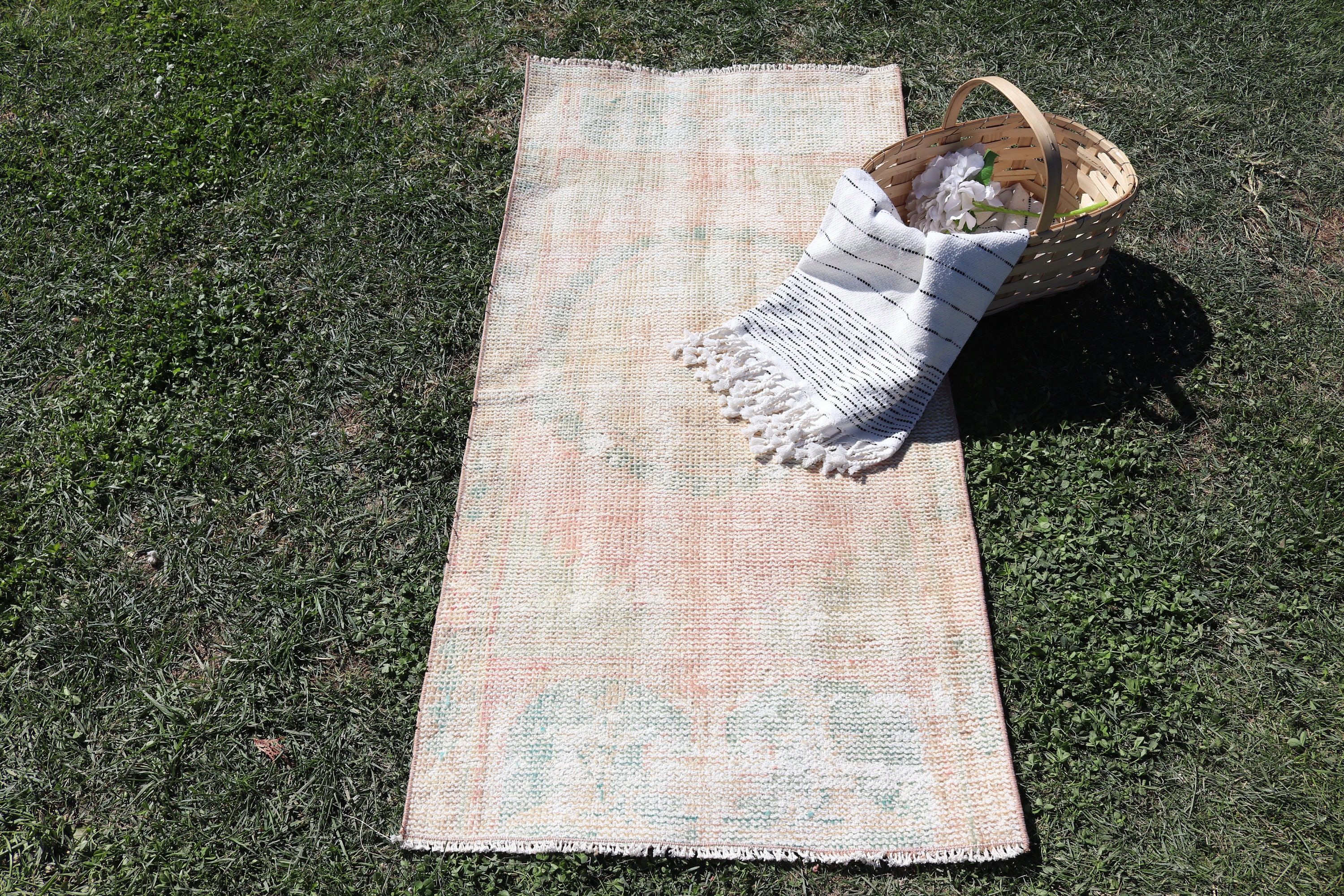 Turkish Rugs, Anatolian Rug, Small Vintage Rug, Small Boho Rugs, Orange Home Decor Rug, Vintage Rugs, 2.2x4.4 ft Small Rugs, Flatweave Rugs