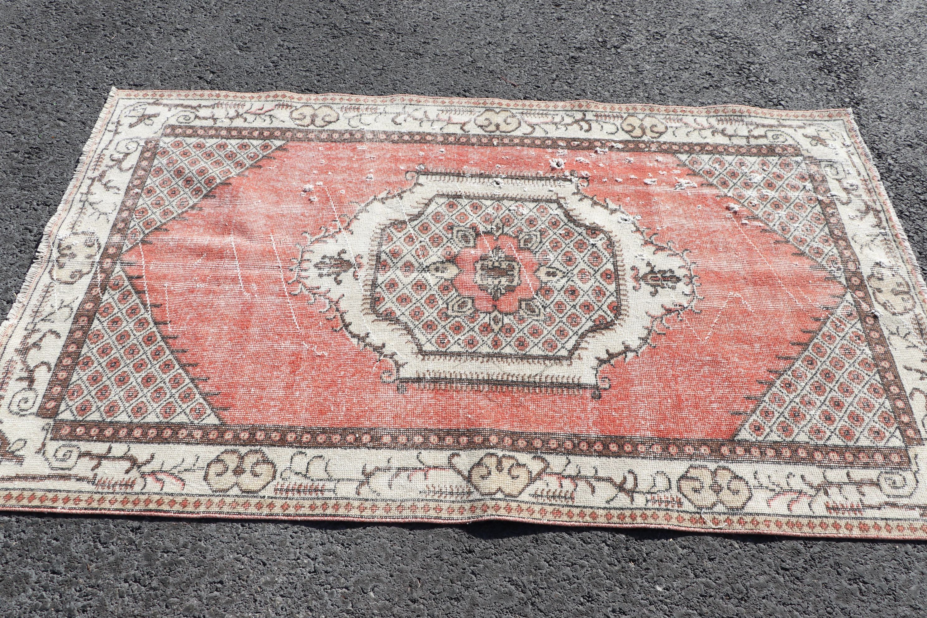 Rugs for Nursery, Cool Rug, Orange Bedroom Rug, Kitchen Rug, Moroccan Rugs, Turkish Rugs, 3.8x6.3 ft Accent Rug, Vintage Rug, Entry Rug