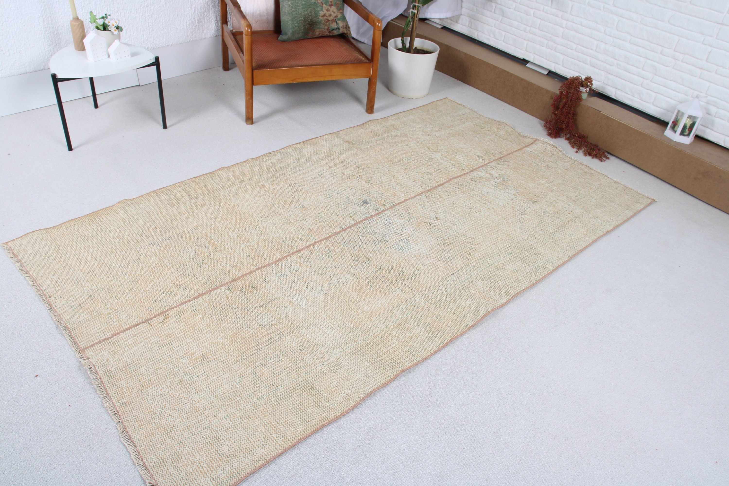 Turkish Rug, Living Room Rugs, Anatolian Rug, Beige Floor Rugs, Vintage Rug, Flatweave Rugs, Organic Rug, 4.3x7.5 ft Area Rug, Bedroom Rug