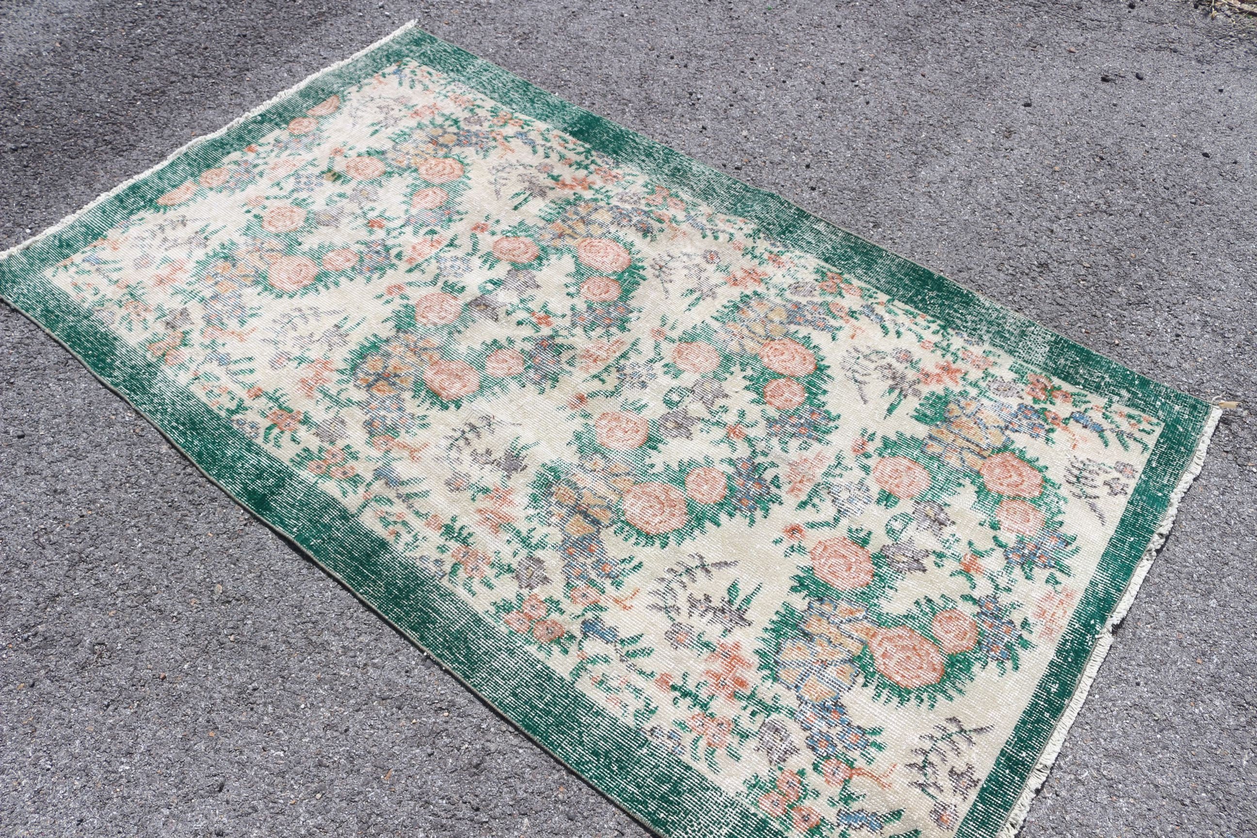 Entry Rugs, Office Rug, Vintage Rug, Home Decor Rug, 3.7x6.3 ft Accent Rugs, Turkish Rug, Nursery Rug, Bedroom Rug, Green Bedroom Rugs