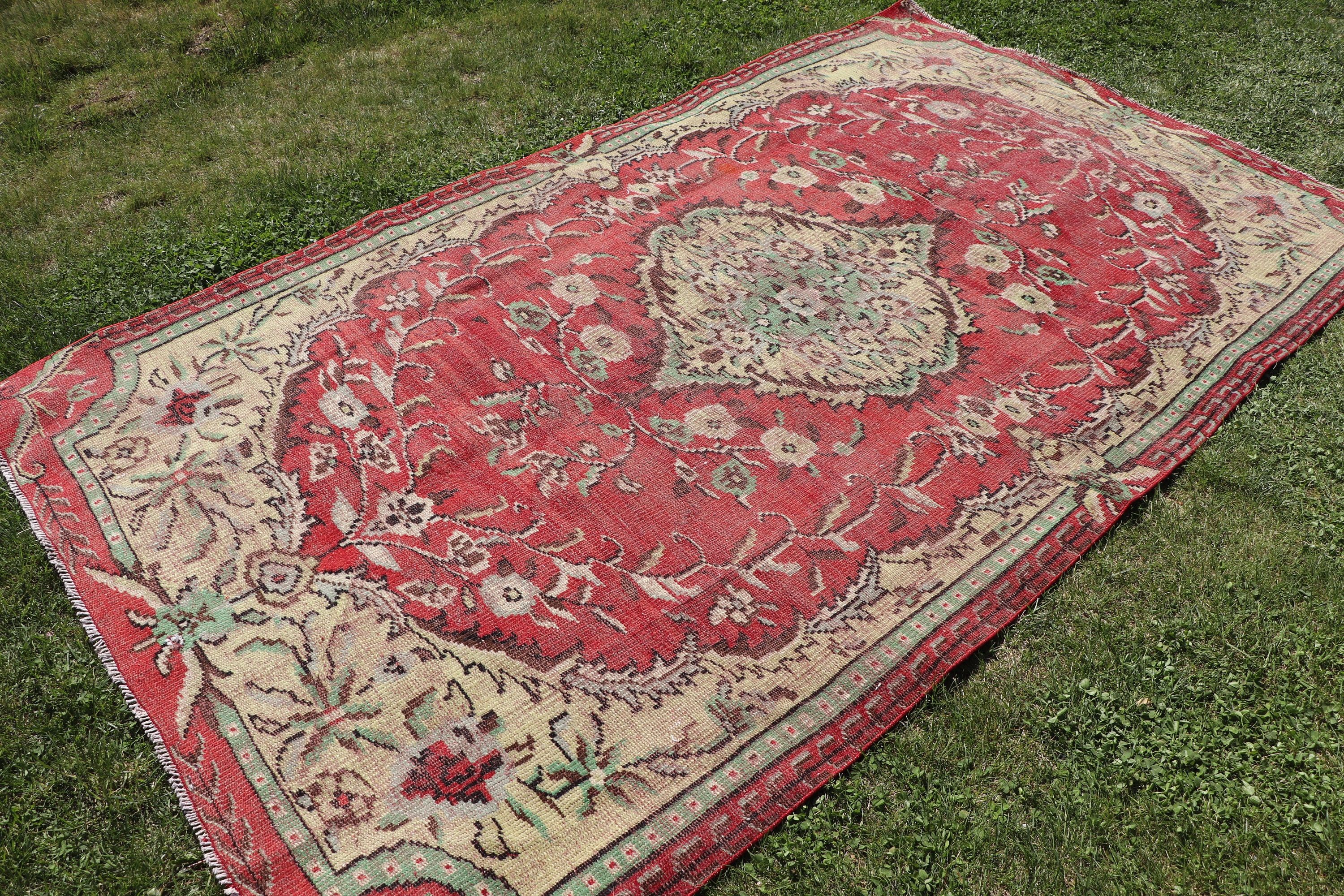 Large Boho Rug, Luxury Rugs, Turkish Rugs, Oriental Rug, Dining Room Rug, Turkey Rugs, Vintage Rug, 5.2x8.9 ft Large Rugs, Red Antique Rugs