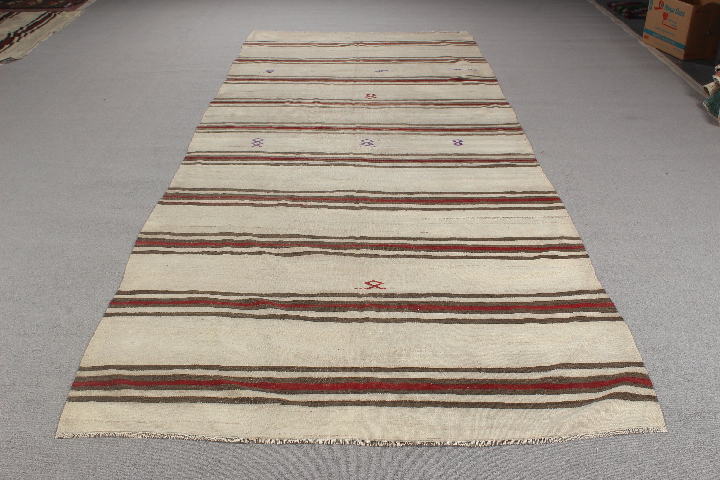 Living Room Rugs, Turkish Rug, 5x12.4 ft Large Rug, Bedroom Rugs, Vintage Rug, Salon Rug, Handwoven Rugs, Beige Anatolian Rug, Kilim