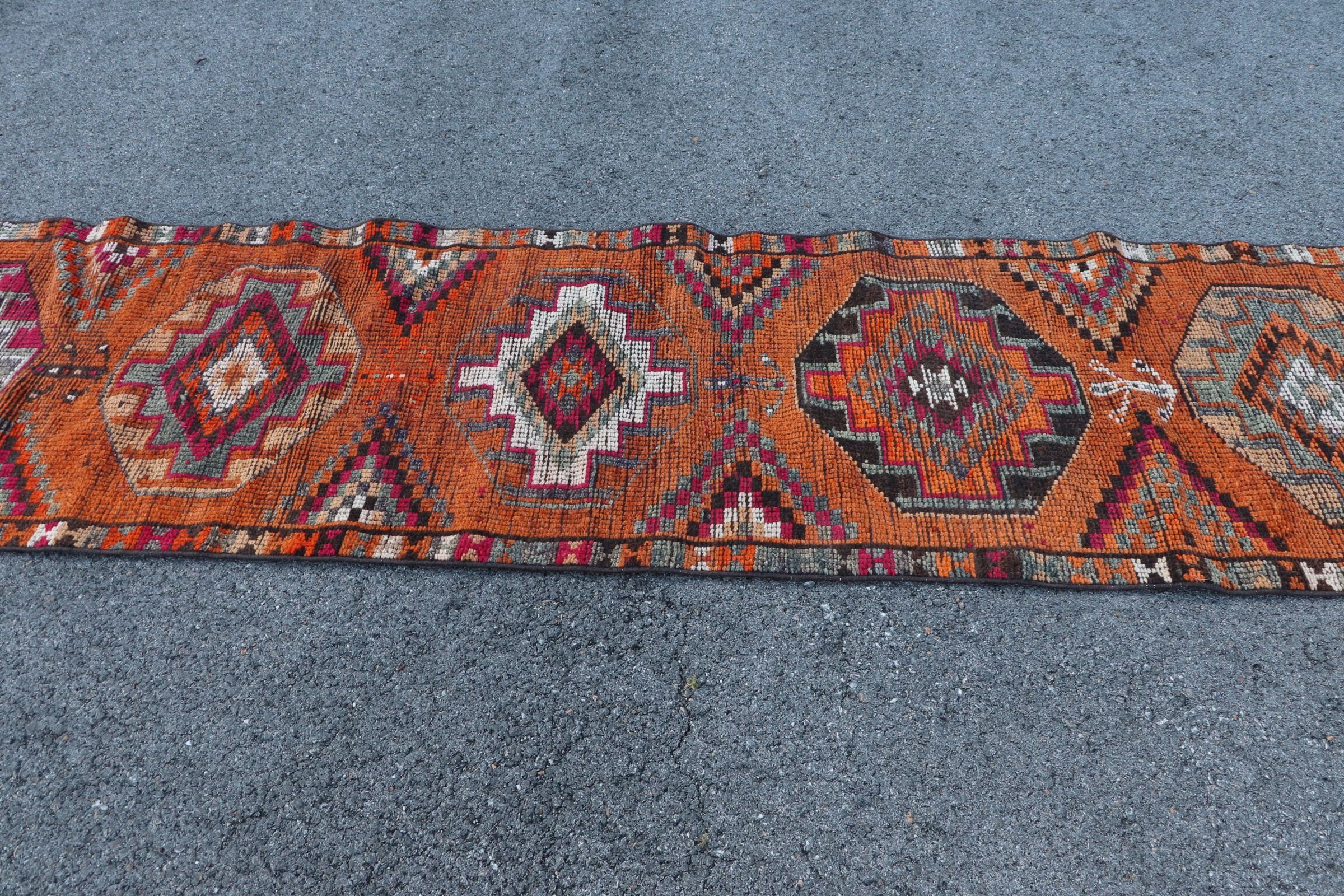 Koridor Halısı, Antika Halı, 2.9x11.7 ft Koşucu Halısı, Merdiven Halısı, Koşucu Halıları, Vintage Halı, Türk Halıları, Kahverengi Yatak Odası Halıları, Yatak Odası Halısı