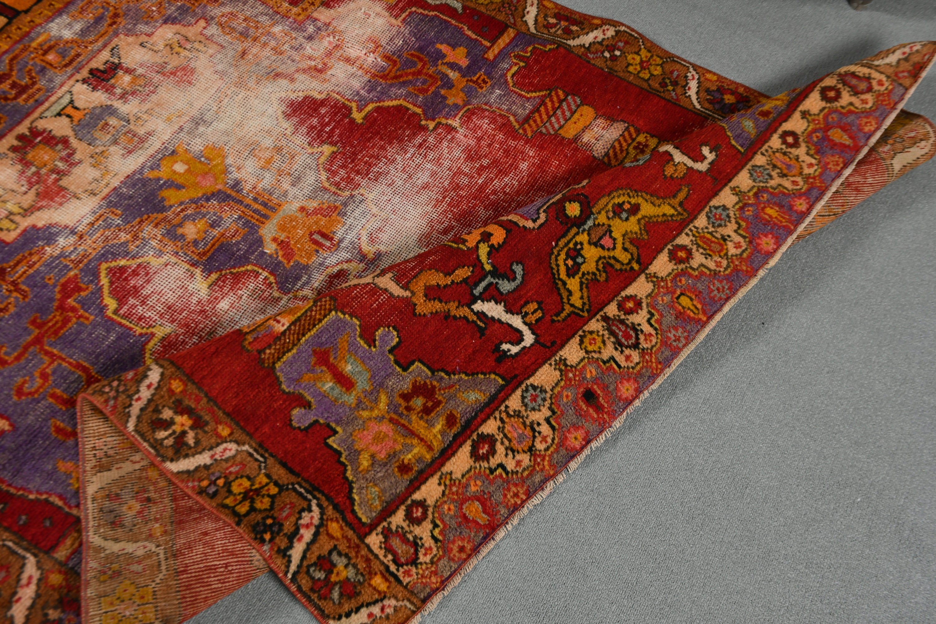 Indoor Rug, Turkish Rugs, Vintage Rug, 3.9x6.5 ft Area Rugs, Red Anatolian Rugs, Oriental Rug, Dining Room Rug, Home Decor Rug, Dorm Rug