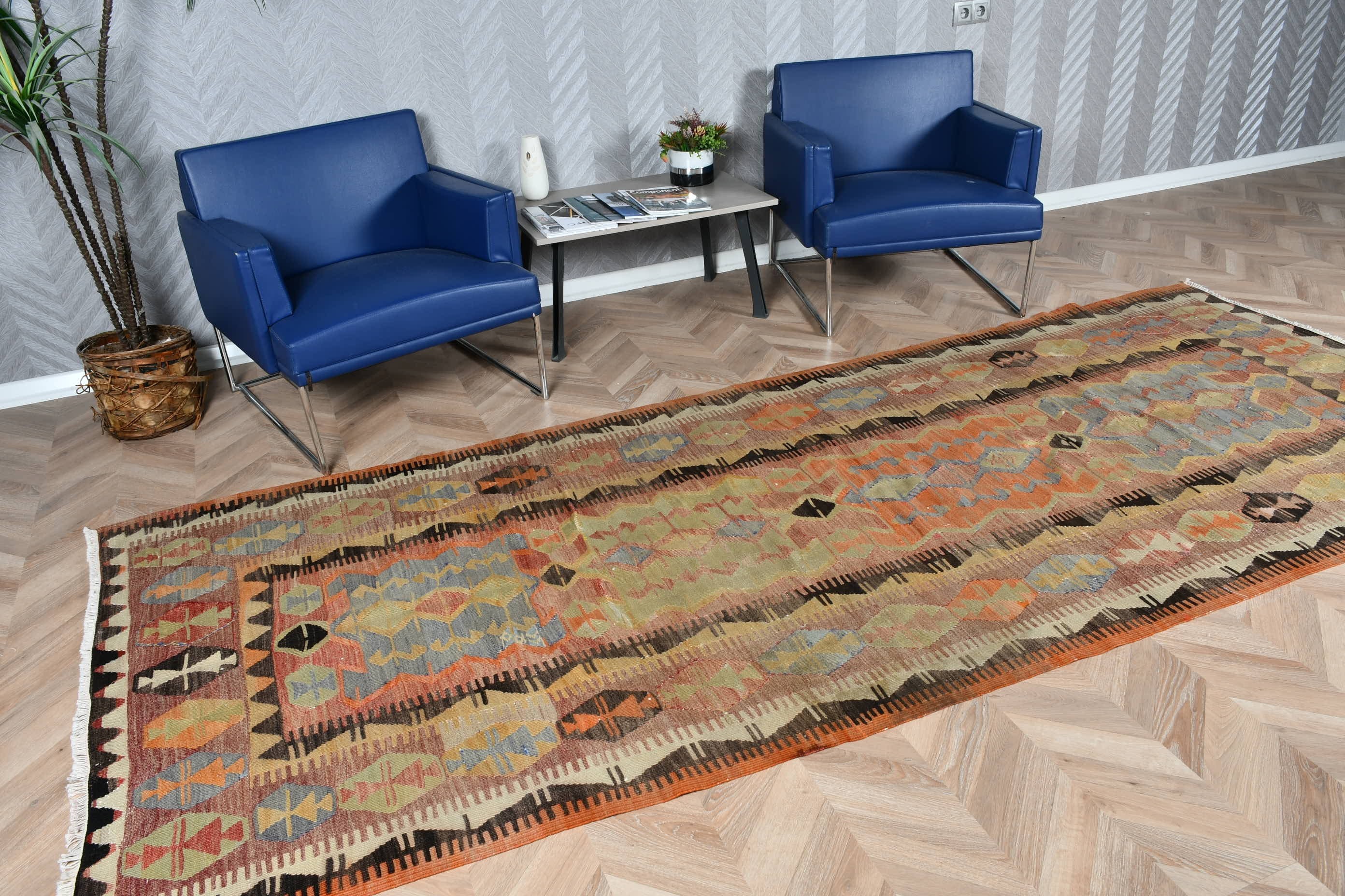 Türk Halısı, Tasarımcı Halısı, Turuncu Mutfak Halısı, Yatak Odası Halıları, 4.4x11.4 ft Runner Halısı, Mutfak Halıları, Kilim, Vintage Halılar, Antika Halı