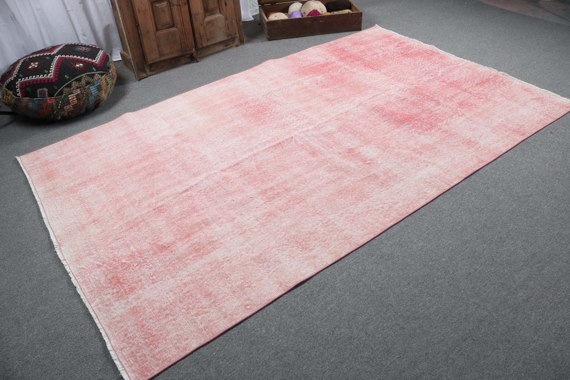 Large Vintage Rugs, Living Room Rug, Vintage Rug, 5.3x8.9 ft Large Rugs, Pink Anatolian Rug, Turkish Rug, Flatweave Rugs, Oushak Rug