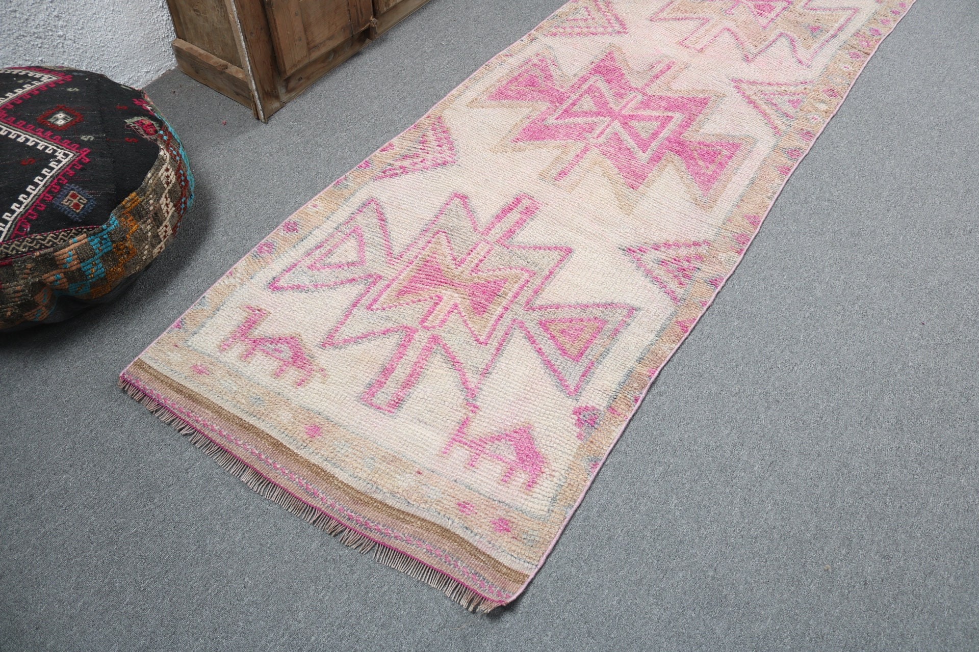 Yer Halısı, Vintage Halılar, Aztek Halısı, 2.9x11.1 ft Runner Halıları, Bej Antika Halılar, Vintage Runner Halısı, Oryantal Halı, Türk Halıları, Merdiven Halıları