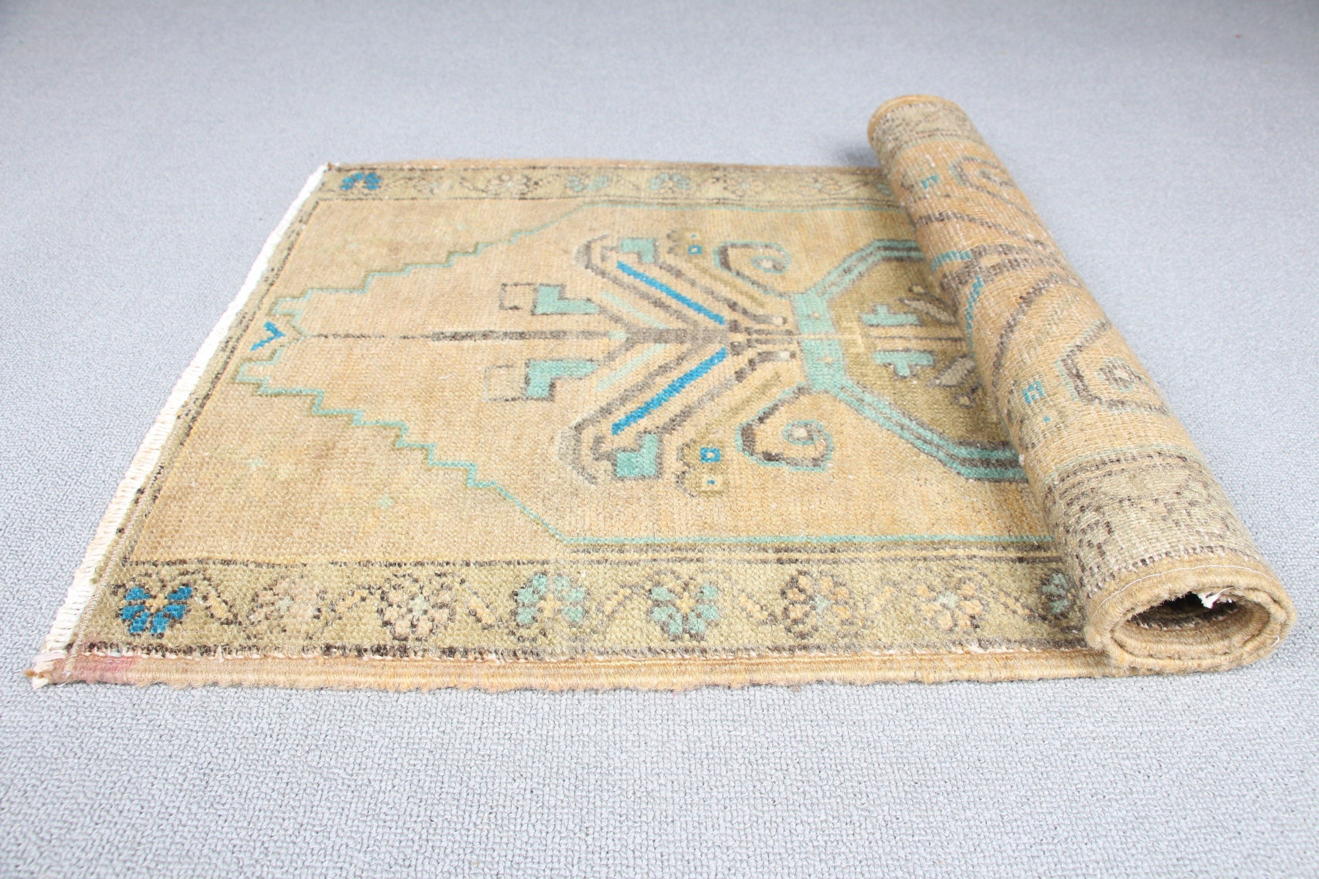 Bath Rugs, Home Decor Rug, Rugs for Bedroom, Vintage Rug, Kitchen Rug, 1.6x3.1 ft Small Rug, Anatolian Rug, Turkish Rug, Green Wool Rug