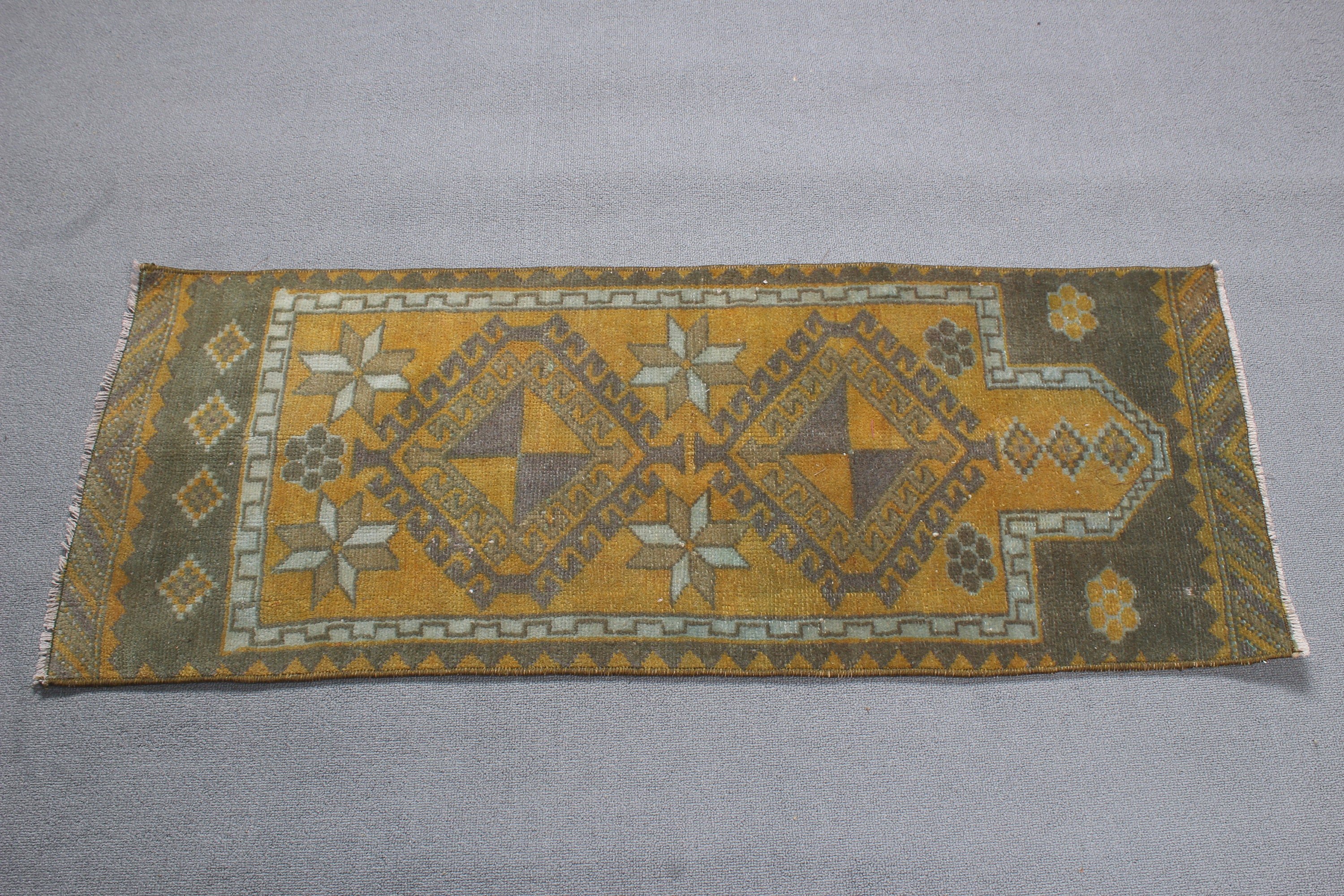 Sarı El Dokuma Halılar, Mutfak Halısı, Boho Halı, Banyo Paspası Sevimli Halı, Antika Halılar, Banyo Halısı, Vintage Halılar, 1.5x3.8 ft Küçük Halılar, Türk Halısı