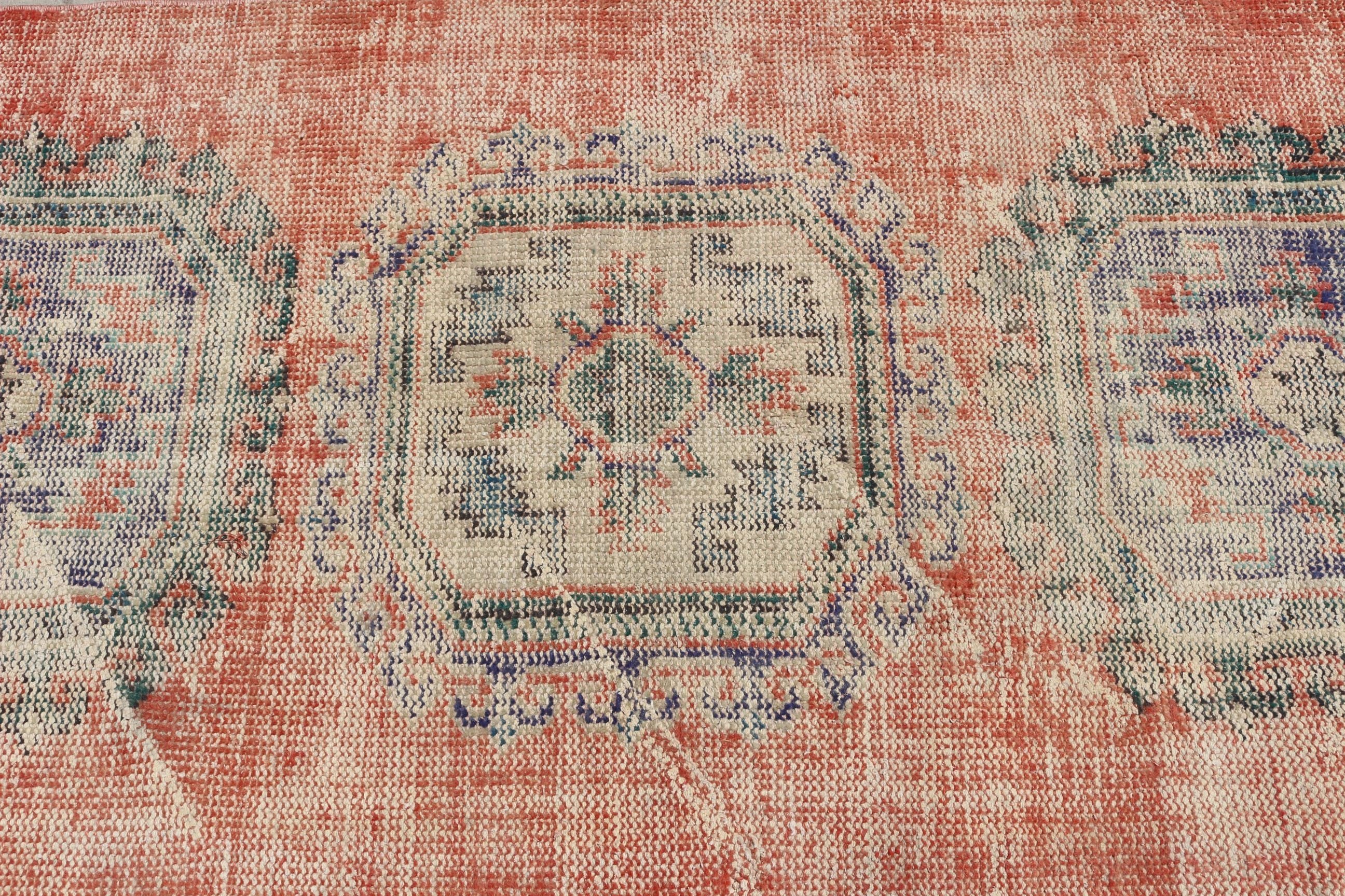 Dekoratif Halı, Yün Halılar, 3,2x9,3 ft Yolluk Halısı, Turuncu Yün Halılar, Vintage Halılar, Merdiven Halısı, Türk Halısı, Koridor Halıları, Yatak Odası Halısı