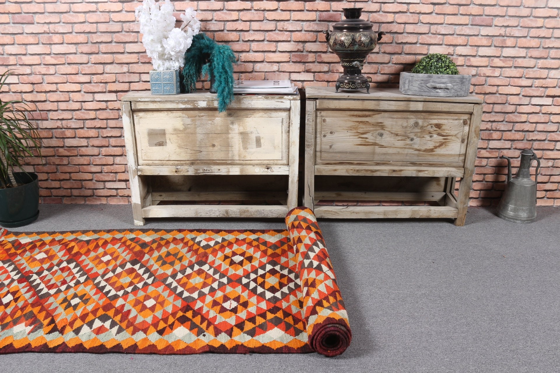 Koridor Halısı, Anadolu Halısı, Koridor Halısı, Fas Halısı, Türk Halısı, Turuncu 2,8x9,8 ft Runner Halısı, Doğal Halı, Vintage Halı