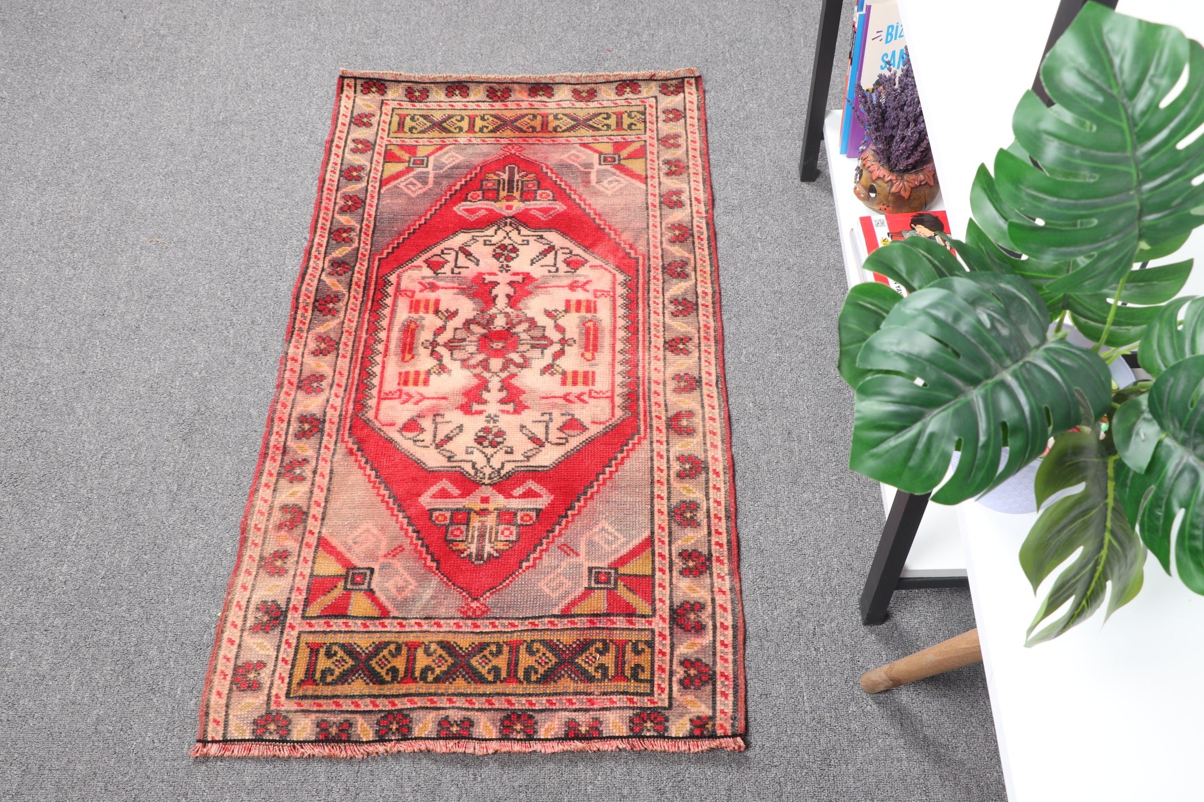 Outdoor Rugs, Moroccan Rug, Vintage Rug, 1.9x3.3 ft Small Rug, Bathroom Rugs, Bedroom Rug, Turkish Rug, Red Home Decor Rugs, Home Decor Rug