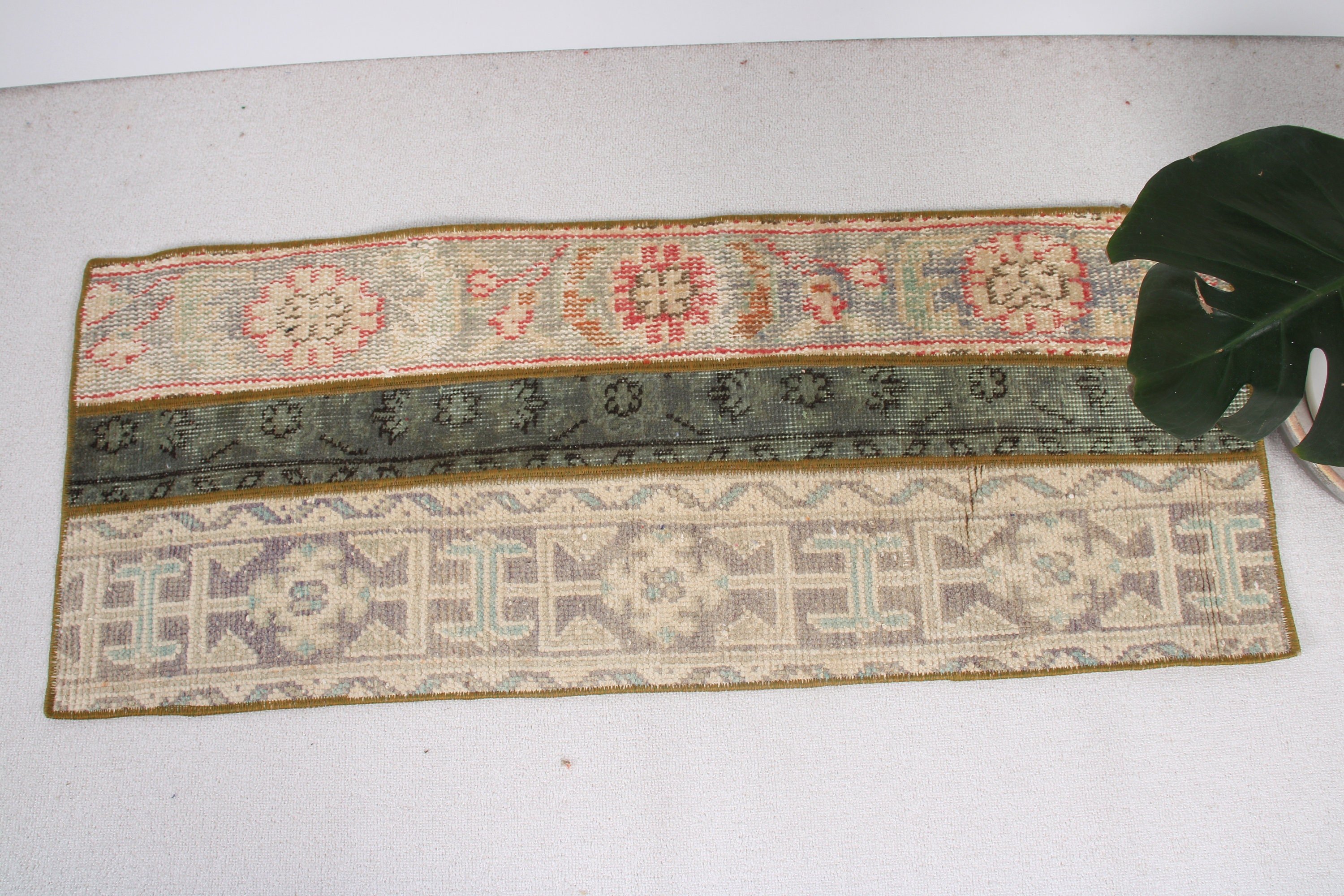 Yeşil Oryantal Halılar, Banyo Halıları, 1.5x3.9 ft Küçük Halı, Mutfak Halıları, Aztek Halısı, Vintage Halı, Yatak Odası Halısı, Türk Halısı