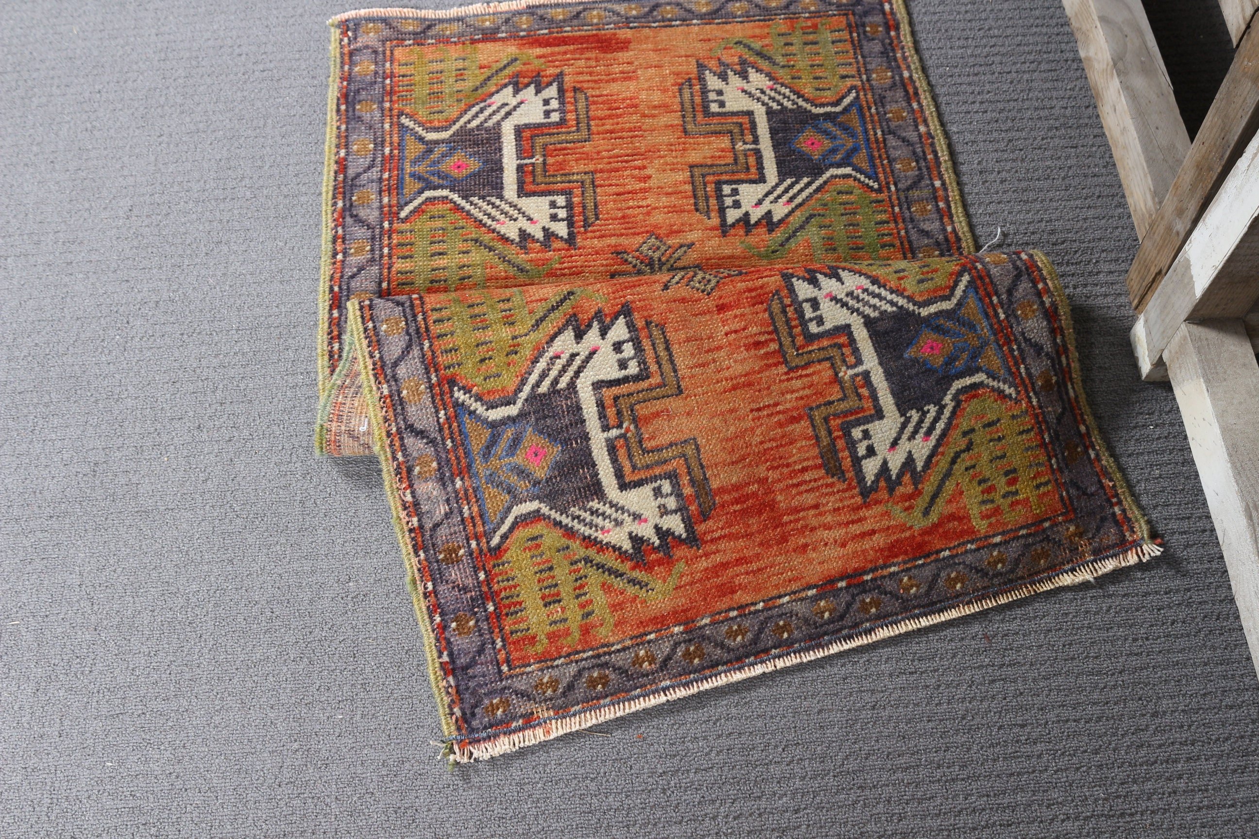 Pale Rug, Orange Oriental Rug, Bedroom Rug, Car Mat Rug, Wall Hanging Rug, Turkish Rug, 1.7x3.1 ft Small Rug, Vintage Rug