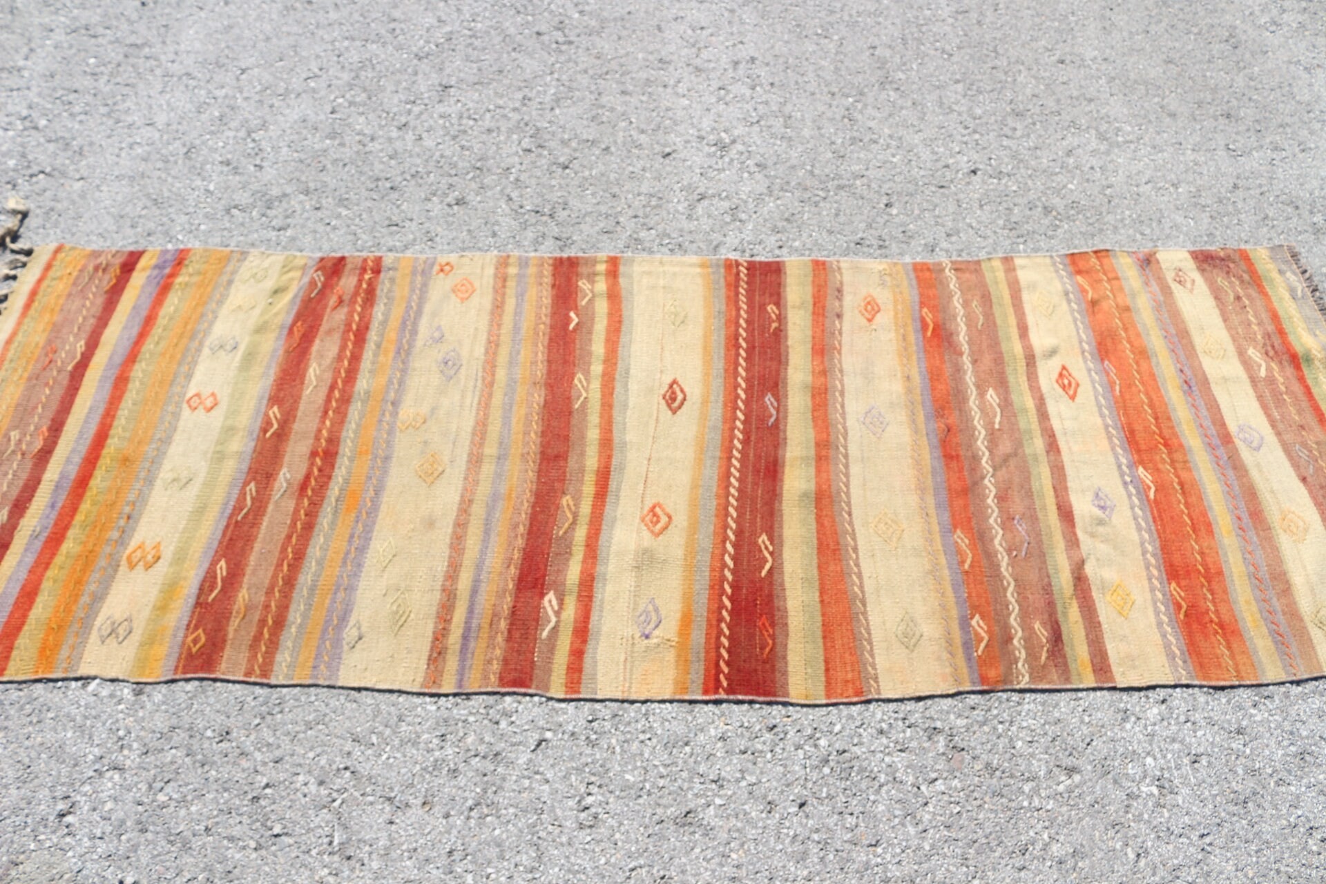 2.5x7.1 ft Runner Rugs, Hallway Rug, Pale Rug, Turkish Rug, Oriental Rug, Yellow Cool Rug, Kilim, Kitchen Rugs, Vintage Rugs