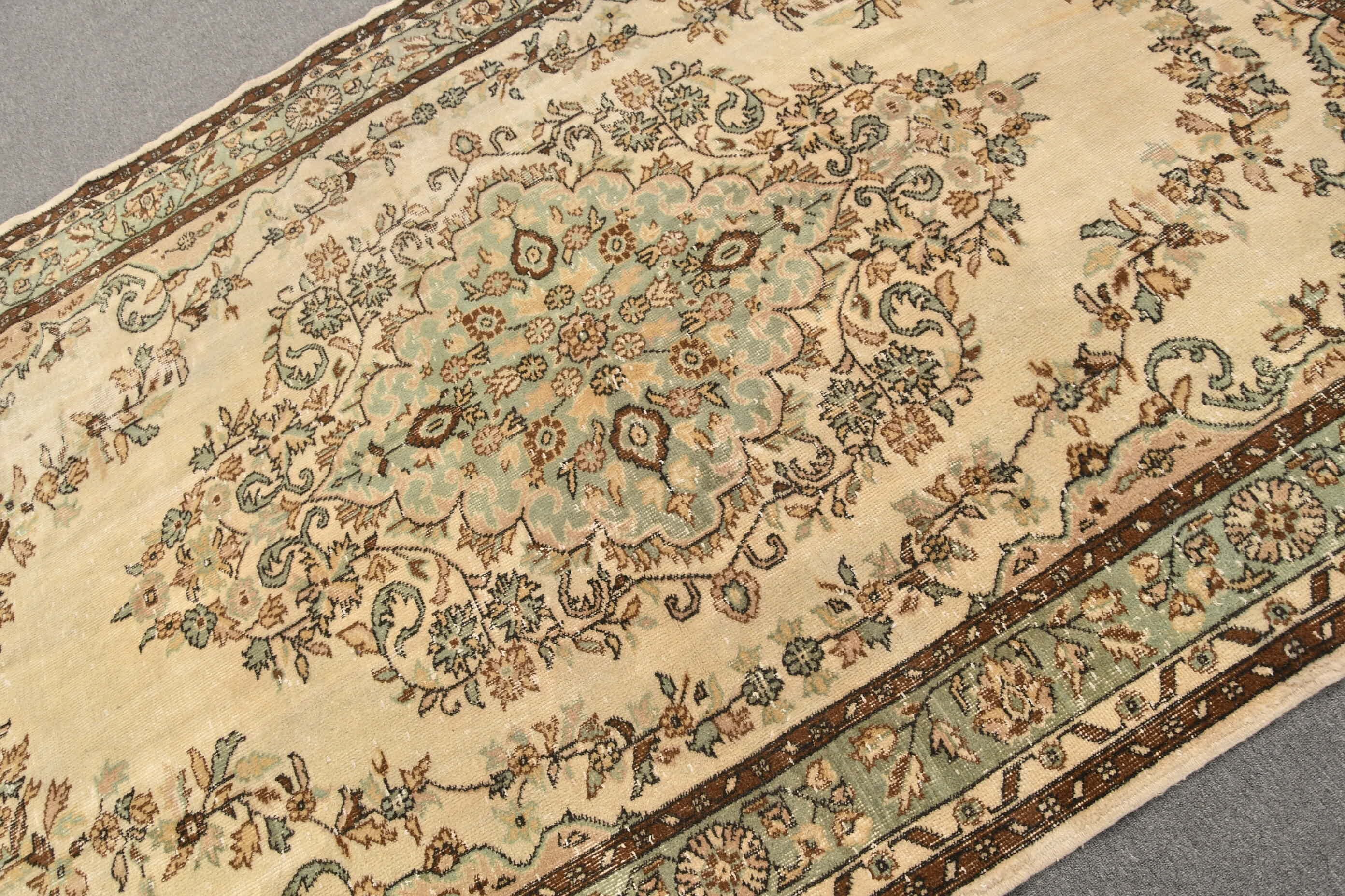 Salon Rug, Ethnic Rugs, Turkish Rug, Dining Room Rugs, Oriental Rugs, Vintage Rug, Floor Rug, Beige Home Decor Rug, 6.4x9.9 ft Large Rug