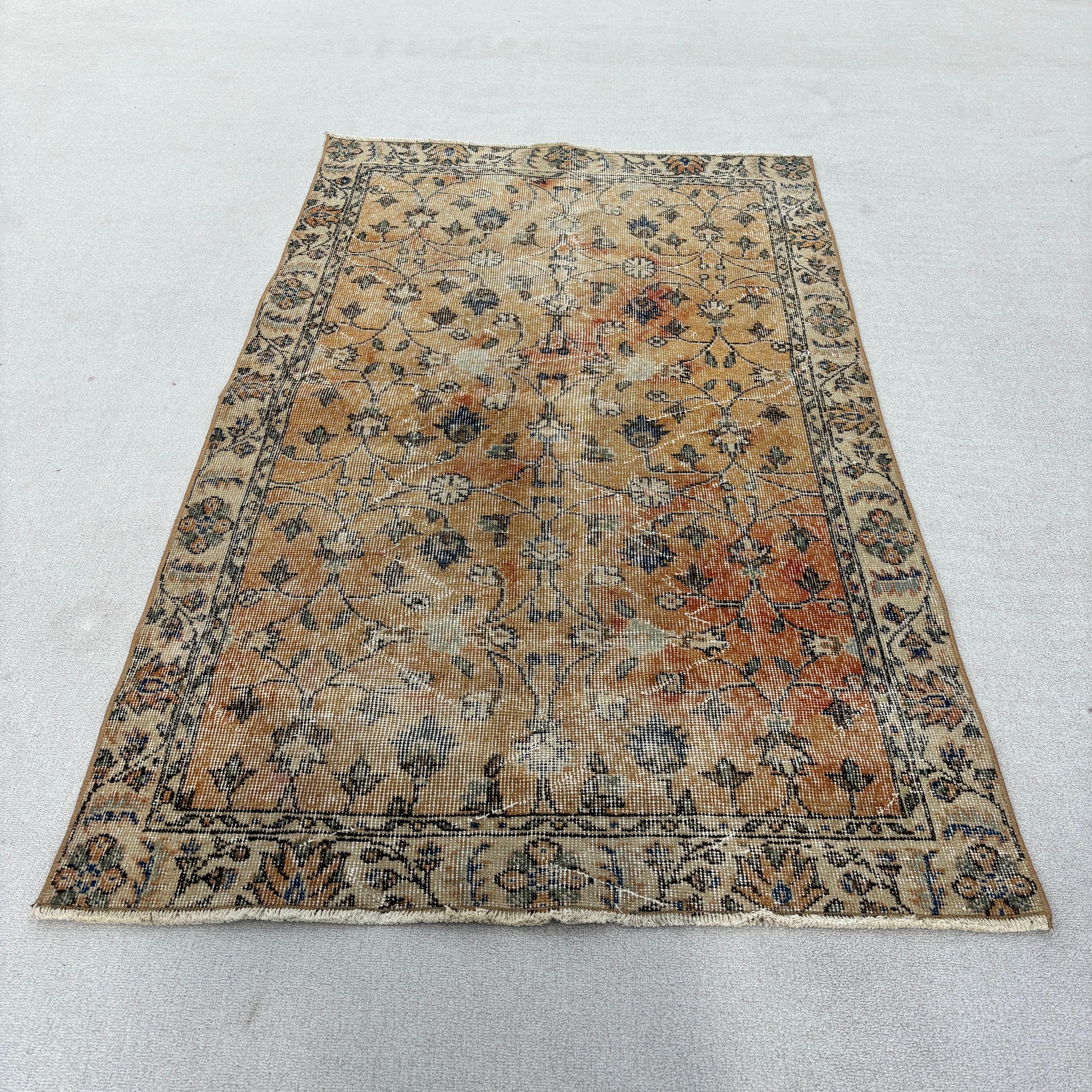 Bedroom Rugs, Nursery Rug, 3.6x6.1 ft Accent Rugs, Neutral Rug, Turkish Rugs, Vintage Rugs, Orange Bedroom Rugs, Vintage Accent Rug