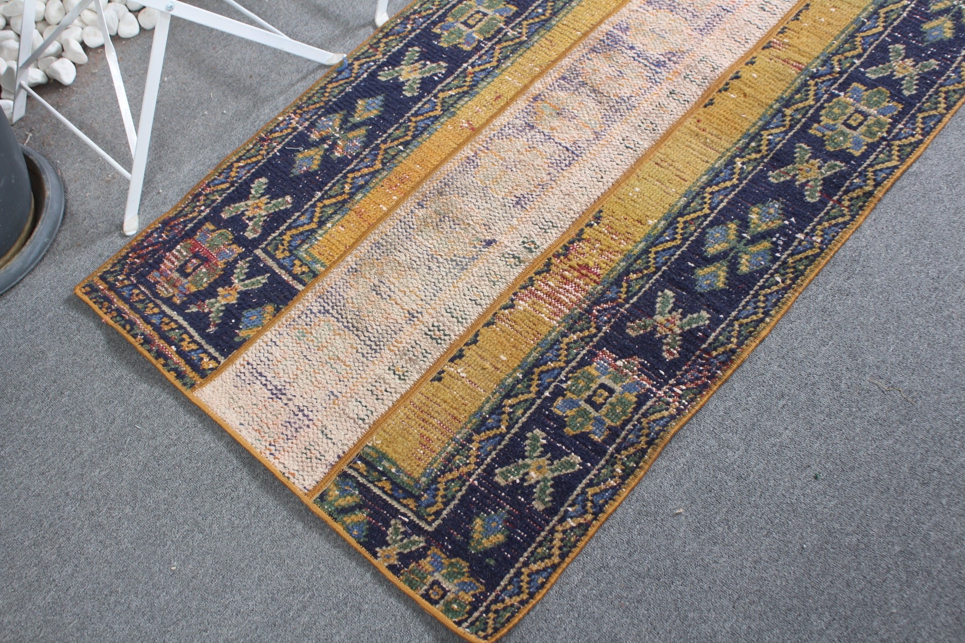 2.6x5.4 ft Küçük Halı, Yurt Halıları, Vintage Halılar, Mavi Oryantal Halı, Türk Halısı, Antika Halı, Yatak Odası Halısı, Duvara Asılı Halı, Araba Paspas Halıları