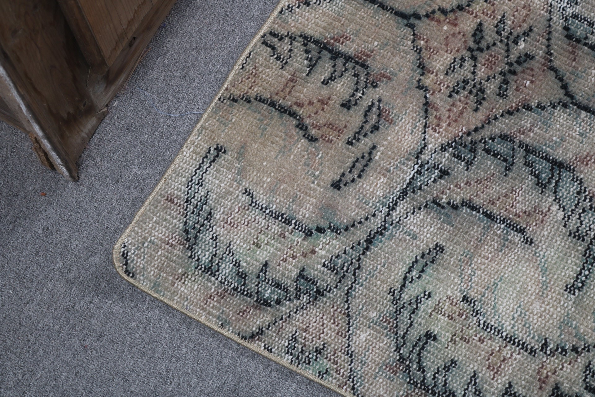 Vintage Rug, Luxury Rug, Oriental Rugs, Kitchen Rugs, Office Rug, Green Handwoven Rug, Small Area Rugs, 1.6x3.3 ft Small Rugs, Turkish Rugs