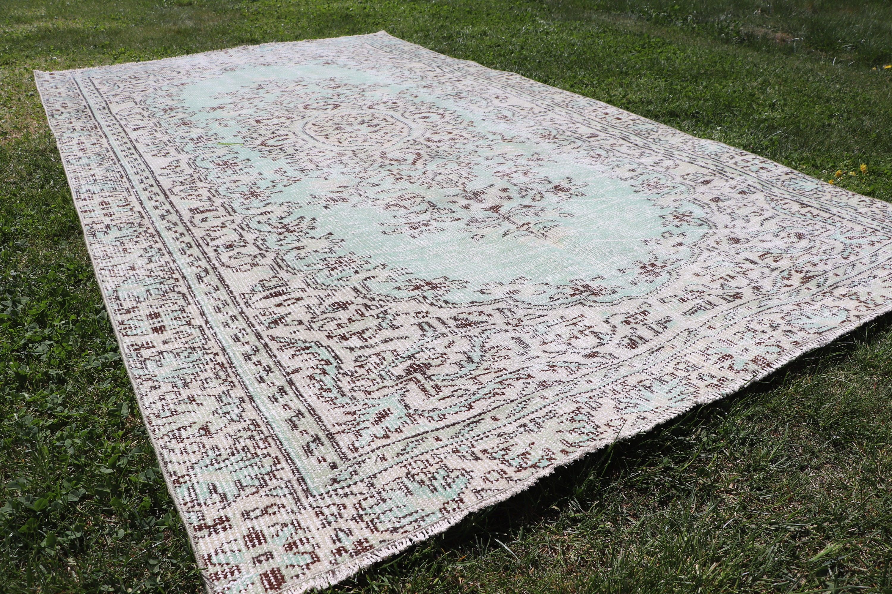 Boho Halı, Büyük Vintage Halılar, Yeşil Lüks Halı, Türk Halısı, Anadolu Halısı, 4.9x8.6 ft Büyük Halılar, Yemek Odası Halıları, Vintage Halı, Yün Halılar