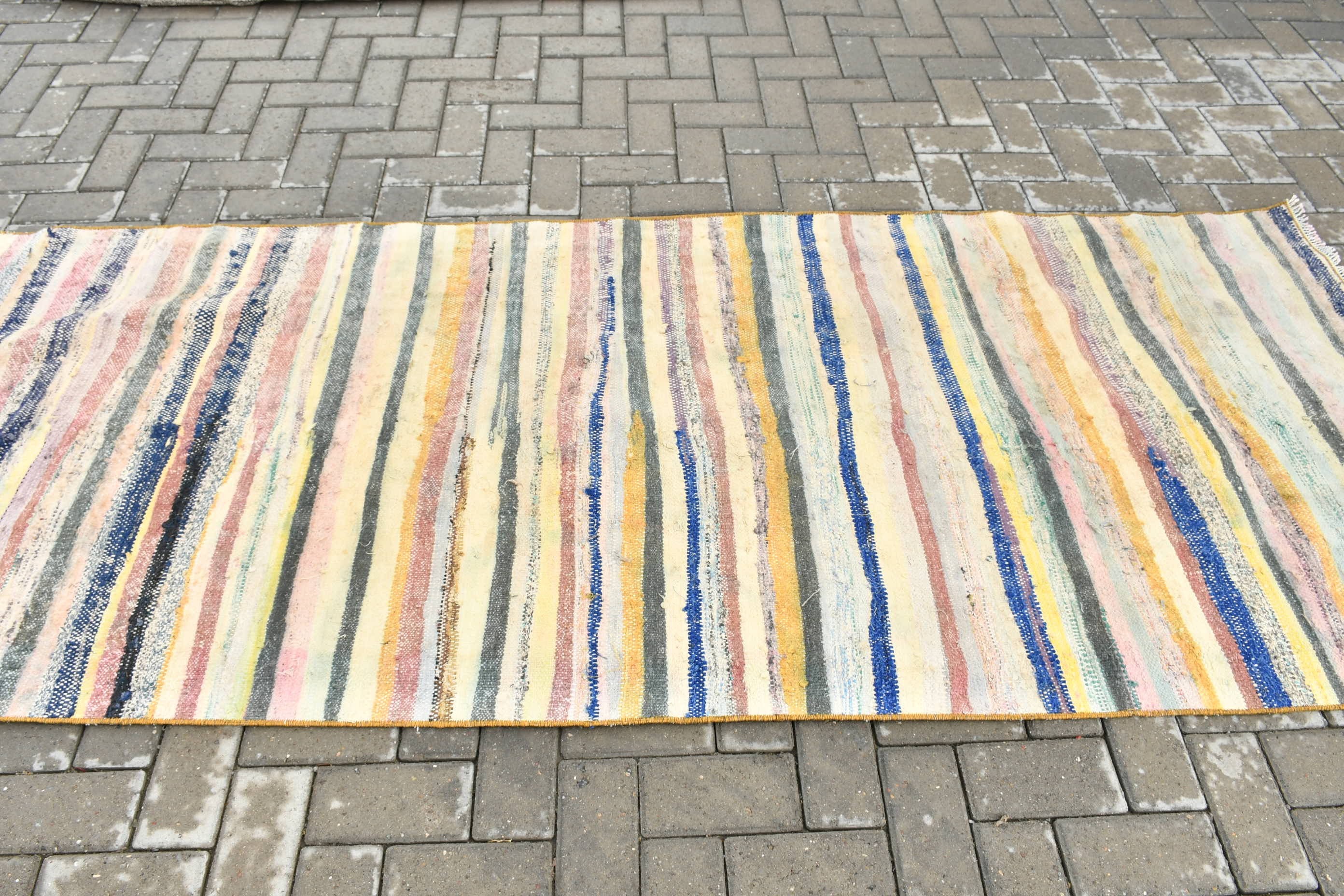 Vintage Halı, Koridor Halısı, Türk Halısı, Göçebe Halısı, 3,4x9,1 ft Runner Halısı, Anadolu Halıları, Kilim, Yer Halısı, Mavi Mutfak Halısı, Merdiven Halıları