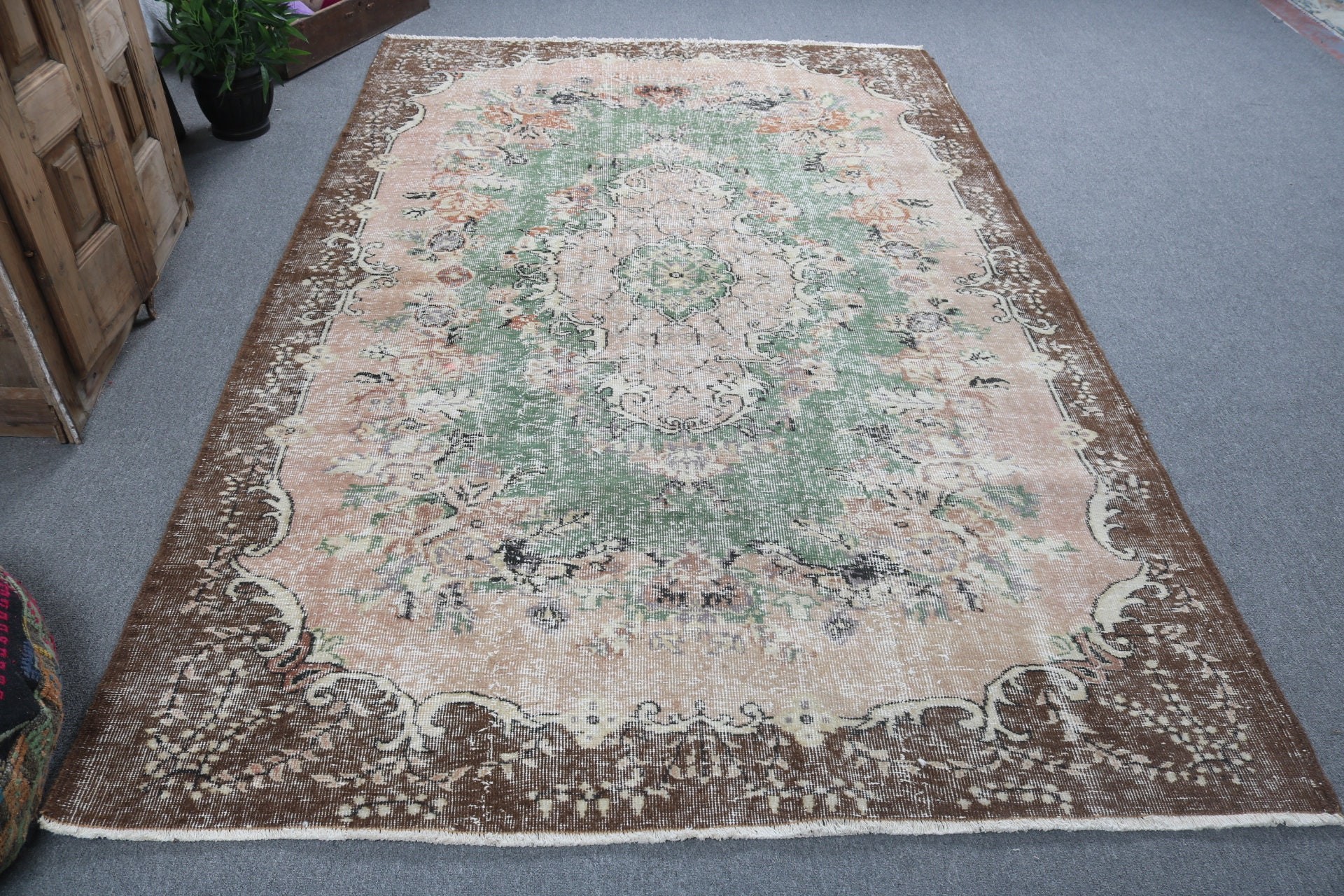 Yatak Odası Halısı, Turuncu Ev Dekor Halısı, Düz Dokuma Halılar, Geometrik Halı, 5.9x9.1 ft Büyük Halı, Türk Halısı, Büyük Boho Halısı, Vintage Halı