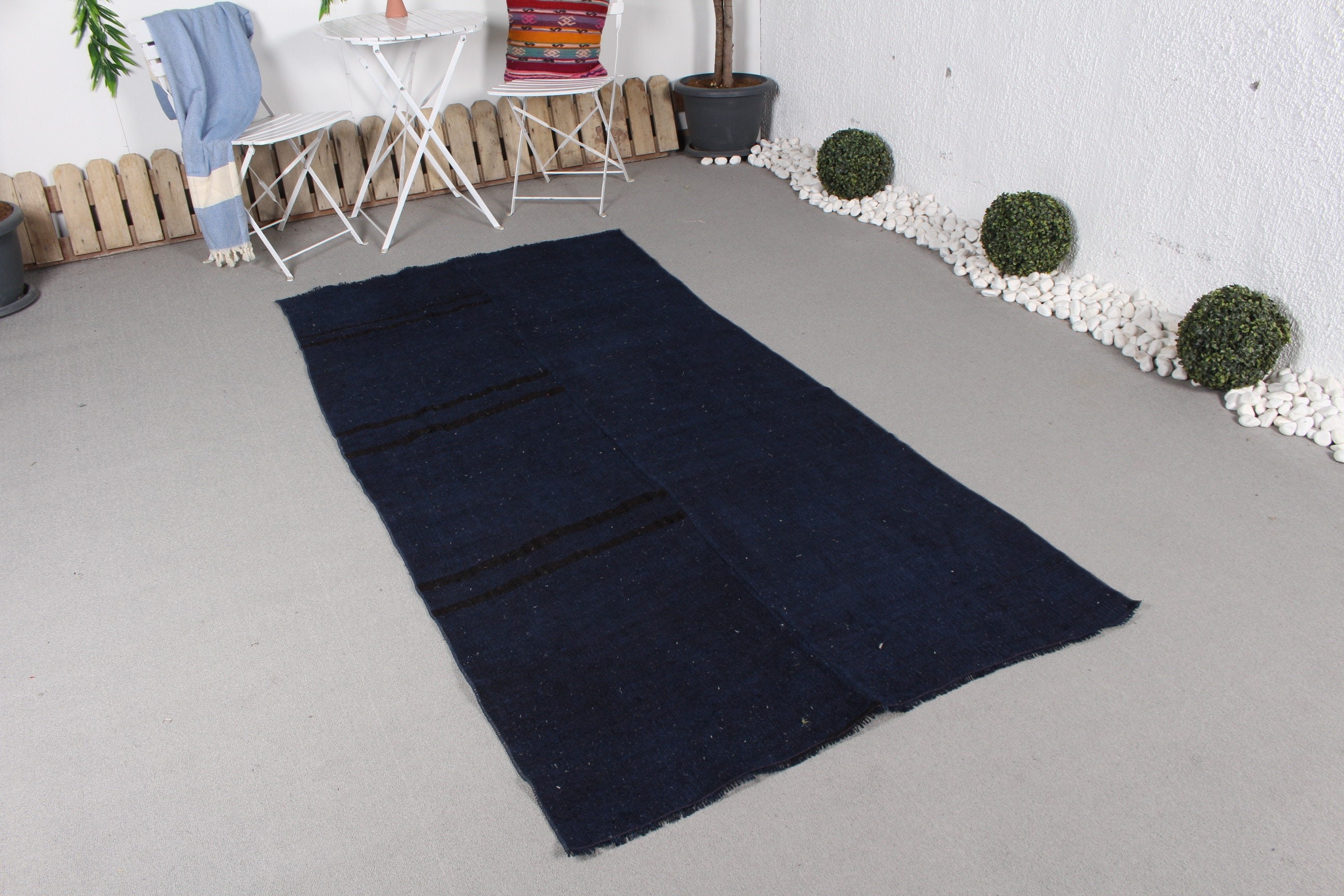 Nursery Rugs, Vintage Rug, Vintage Area Rug Rugs, 3.9x7.8 ft Area Rug, Turkish Rug, Rugs for Indoor, Blue Cool Rug, Wool Rug