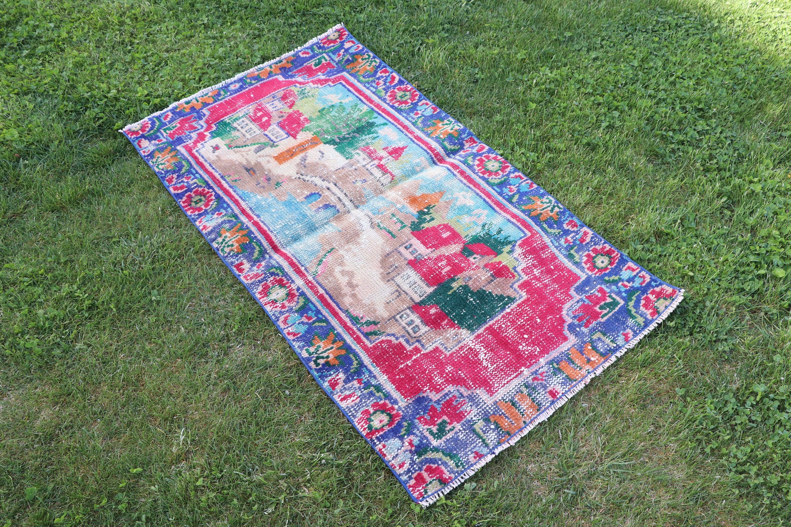 2.4x4.2 ft Küçük Halılar, Vintage Halı, Fas Halıları, Yatak Odası Halıları, Türk Halıları, Mutfak Halısı, Küçük Boho Halısı, Kırmızı Lüks Halı, Banyo Halısı