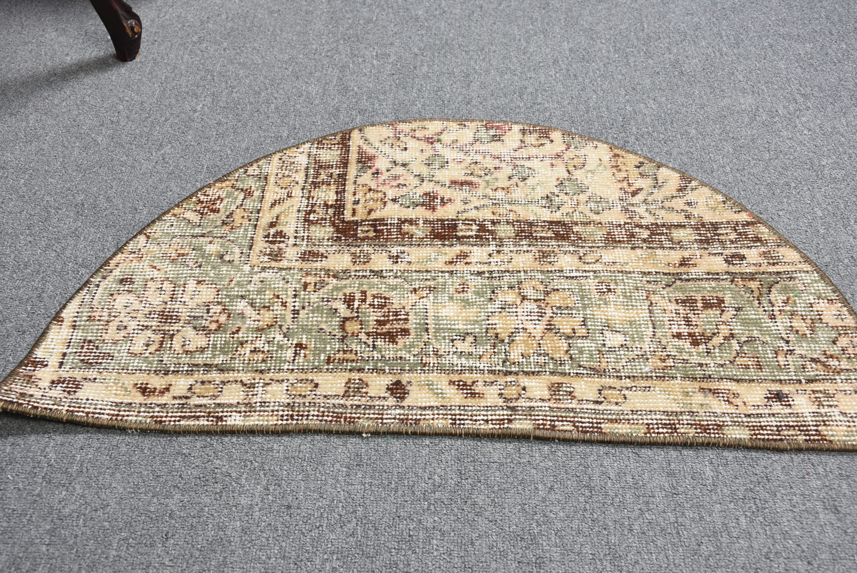 Beige Oushak Rug, Car Mat Rugs, Wool Rug, Rugs for Car Mat, Bedroom Rug, Kitchen Rug, Turkish Rugs, 2.5x1.5 ft Small Rug, Vintage Rug