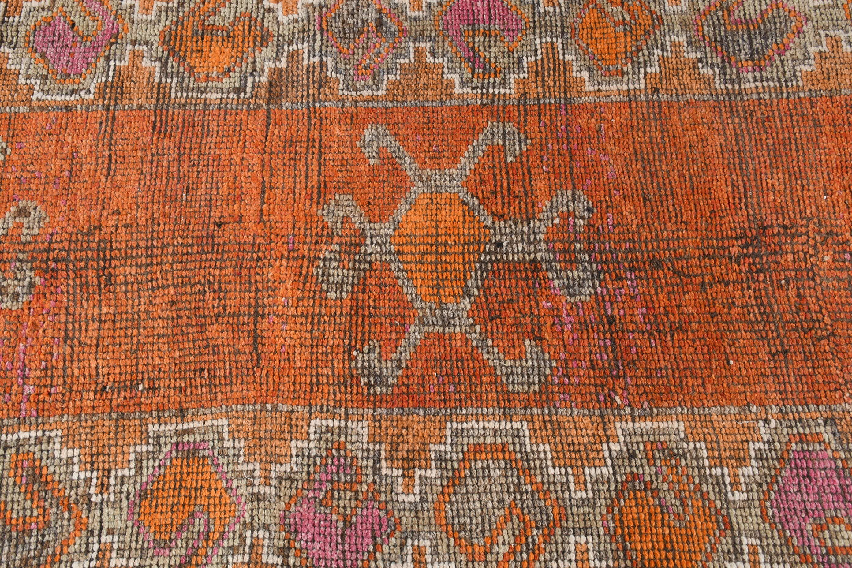 Vintage Rugs, Kitchen Rug, Moroccan Rugs, Corridor Rug, 3x10.9 ft Runner Rug, Turkish Rugs, Wool Rug, Rugs for Runner, Orange Wool Rugs