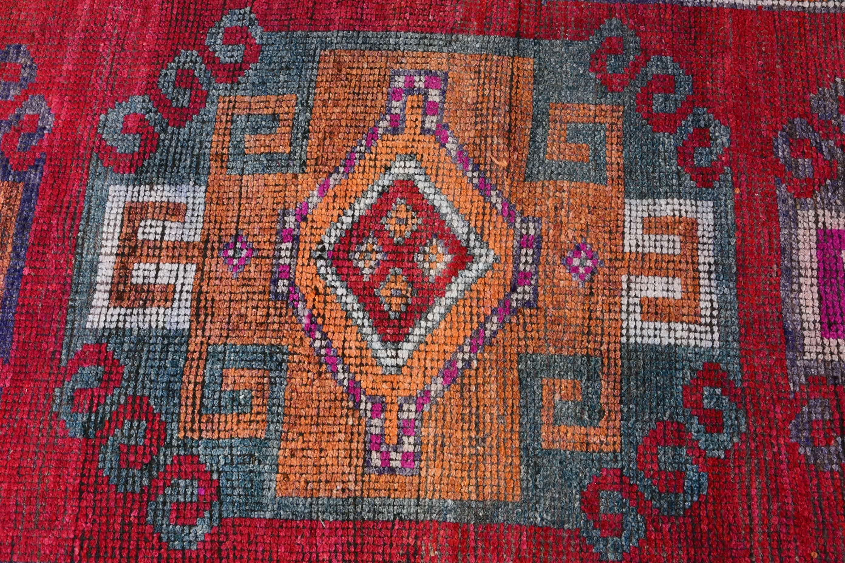 Oushak Rug, Turkey Rug, Rugs for Corridor, Pink Cool Rugs, Anatolian Rugs, Kitchen Rug, Vintage Rugs, 2.8x9.7 ft Runner Rug, Turkish Rug