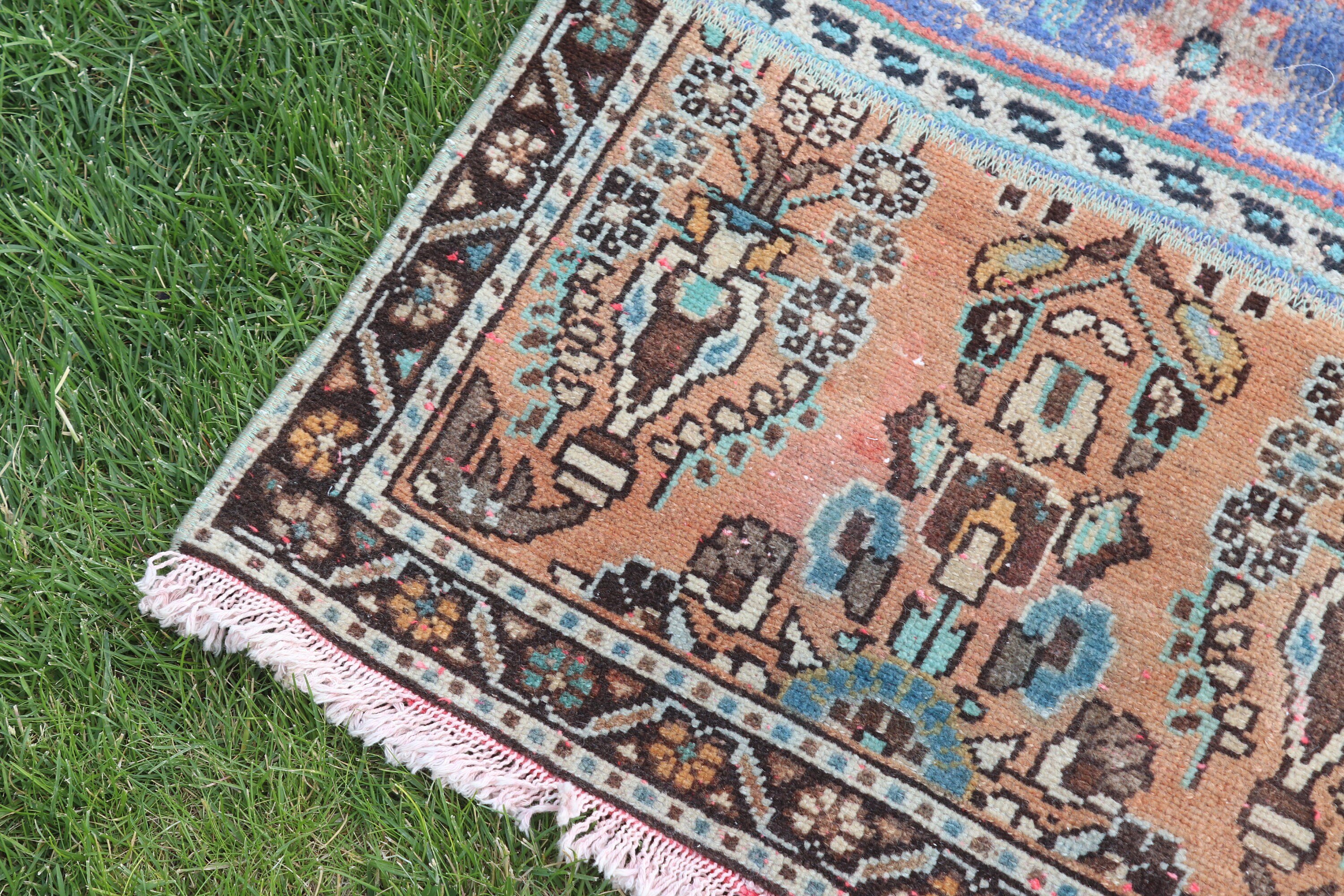 Türk Halıları, Vintage Halı, 2x3.1 ft Küçük Halı, Küçük Vintage Halı, Egzotik Halı, Kapı Paspası Halısı, Boho Halısı, Gri El Dokuma Halısı