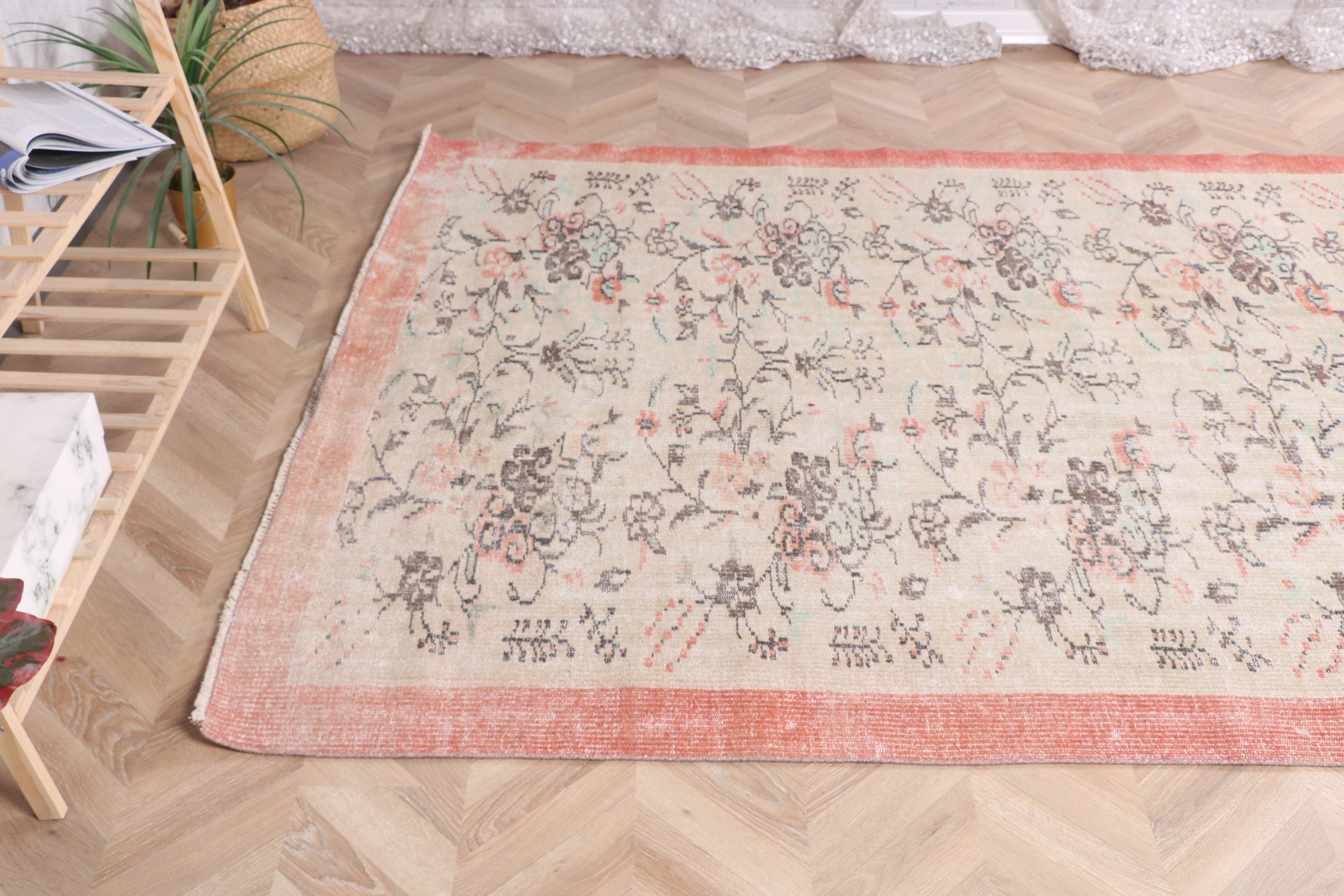 5.3x8.8 ft Büyük Halı, Vintage Halılar, Yemek Odası Halısı, Havalı Halı, Bej Antika Halı, Oturma Odası Halıları, Nötr Halı, Türk Halıları, Boho Halısı