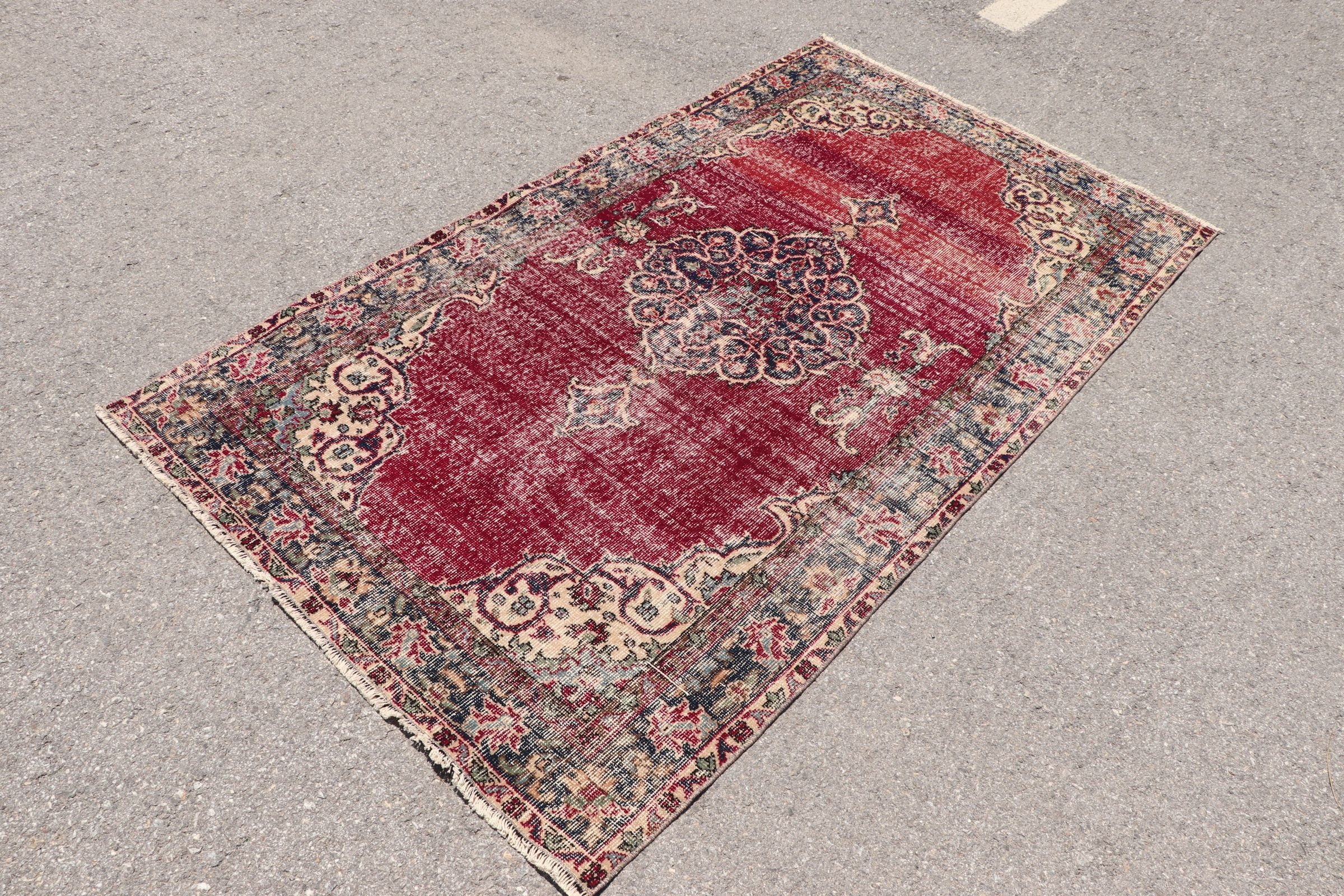 Kitchen Rugs, Rugs for Area, 3.9x7 ft Area Rug, Red Anatolian Rugs, Floor Rug, Nursery Rug, Old Rug, Vintage Rug, Oushak Rug, Turkish Rug