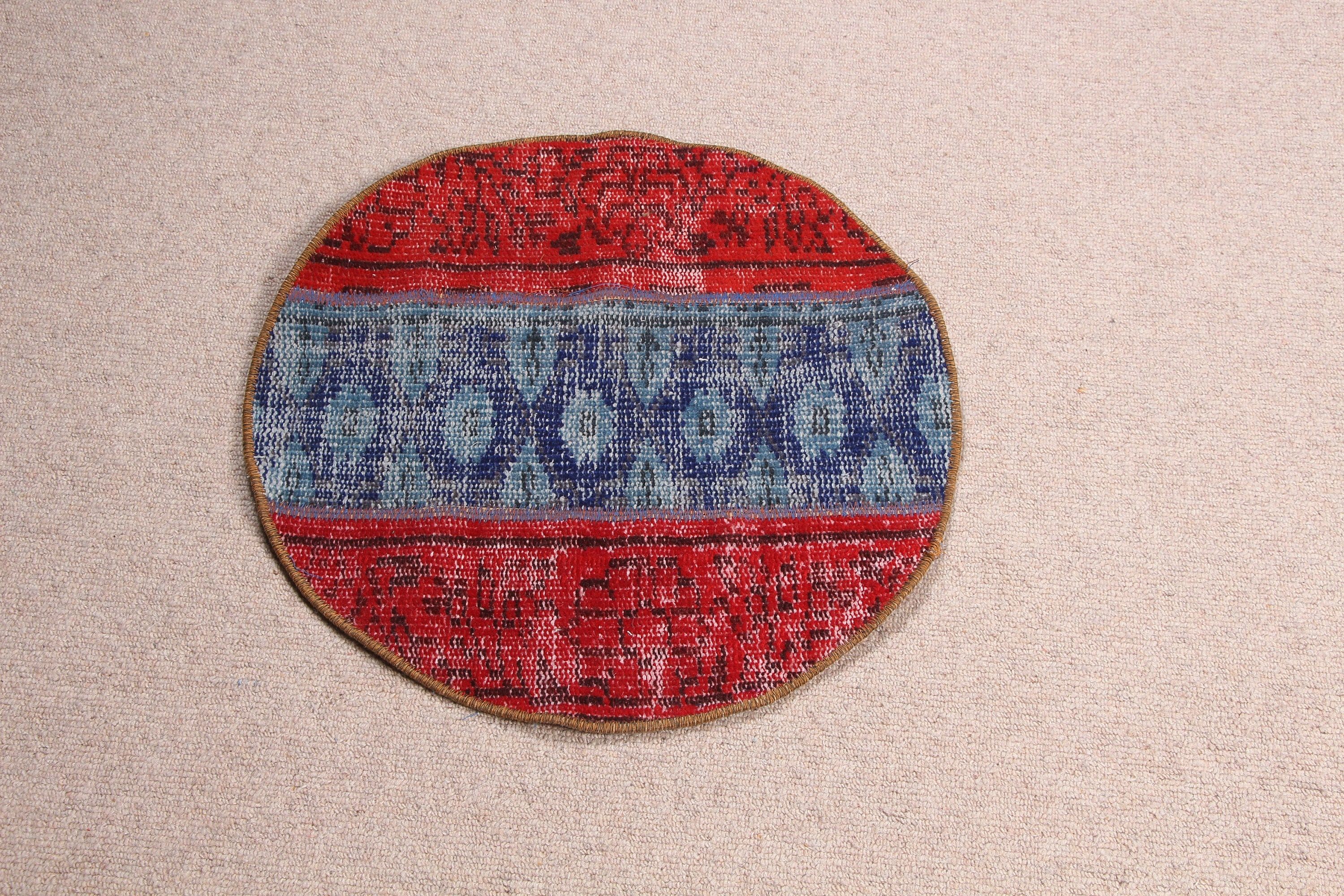 Old Rug, Rugs for Entry, Car Mat Rug, Kitchen Rugs, Red Cool Rug, Nursery Rugs, Turkish Rug, Vintage Rug, Oushak Rugs, 1.7x1.7 ft Small Rug