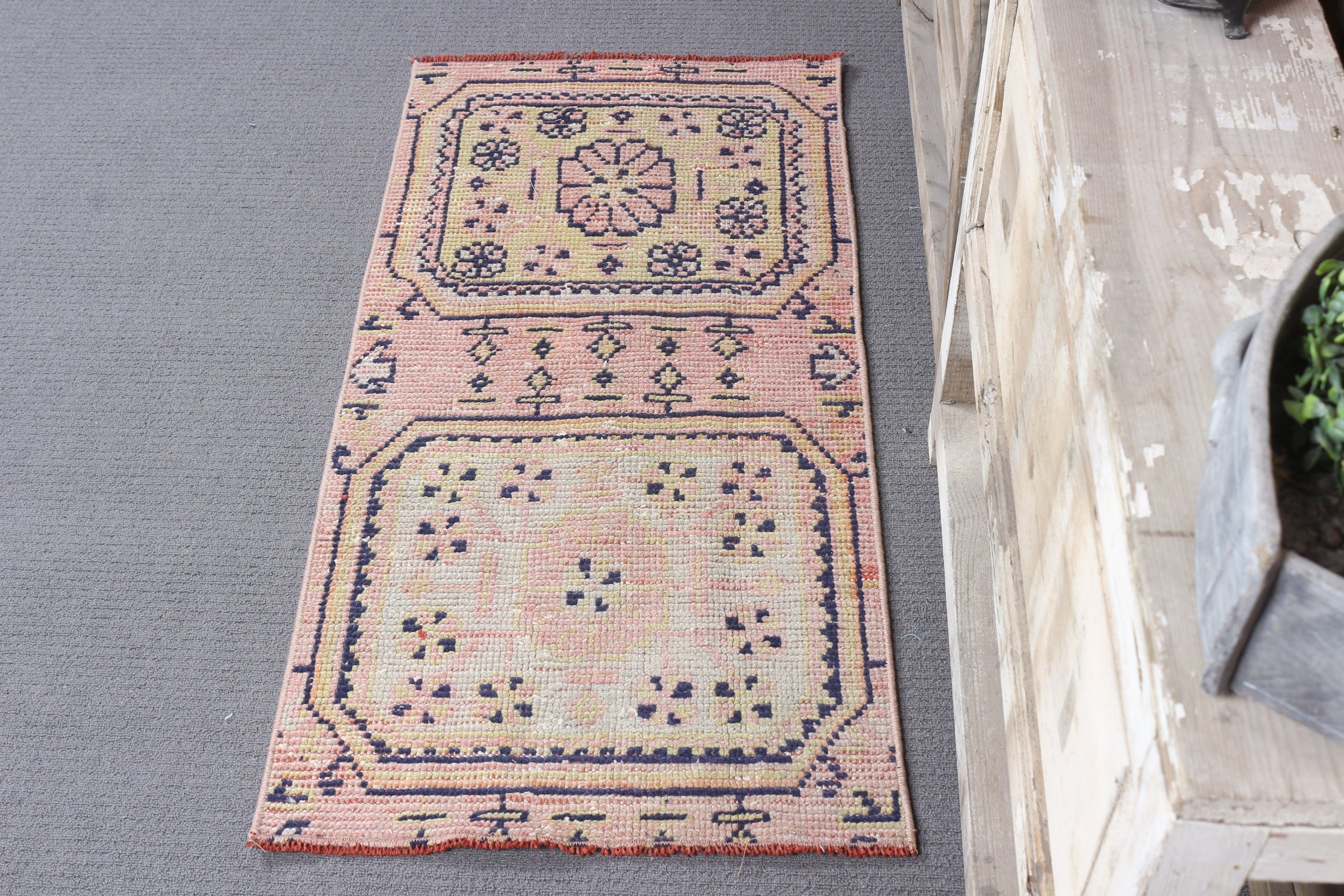 Oryantal Halı, 1.7x3.5 ft Küçük Halı, Banyo Halıları, Pembe Soğuk Halı, Araba Paspas Halıları, Türk Halısı, Vintage Halı, Kapı Paspas Halıları, Yatak Odası Halısı