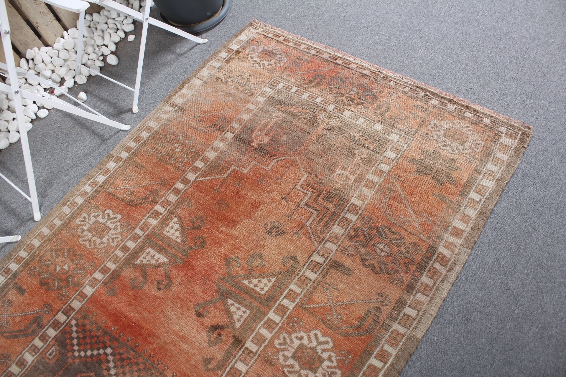 Vintage Decor Rug, Bedroom Rug, Orange Kitchen Rug, 3.8x6.6 ft Area Rug, Rugs for Living Room, Vintage Rugs, Turkish Rug, Kitchen Rug