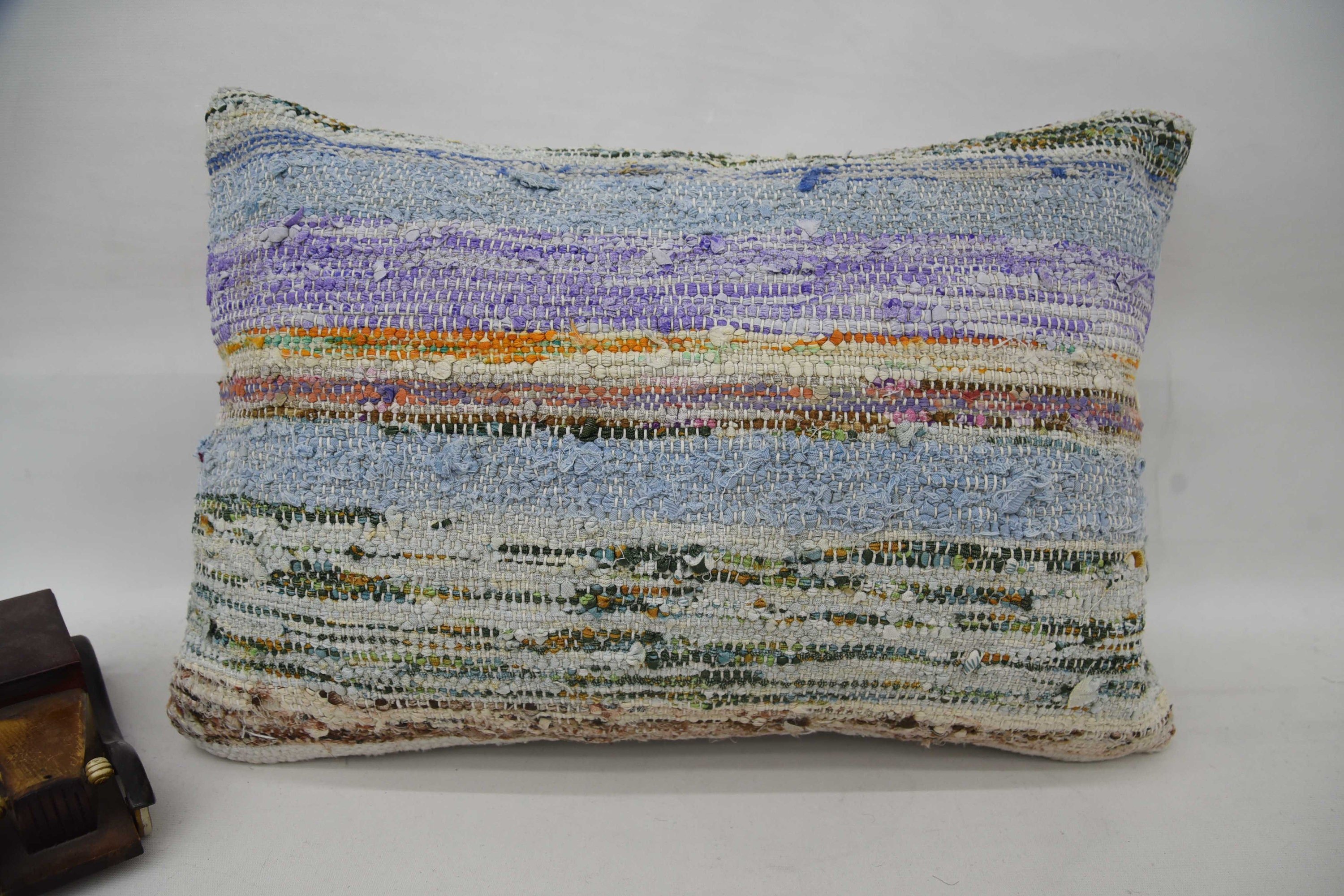 Boho Pillow, Pillow for Couch, Retro Throw Cushion, 16"x24" Blue Cushion Cover, Ethnical Kilim Rug Pillow, Turkish Bench Cushion Cover