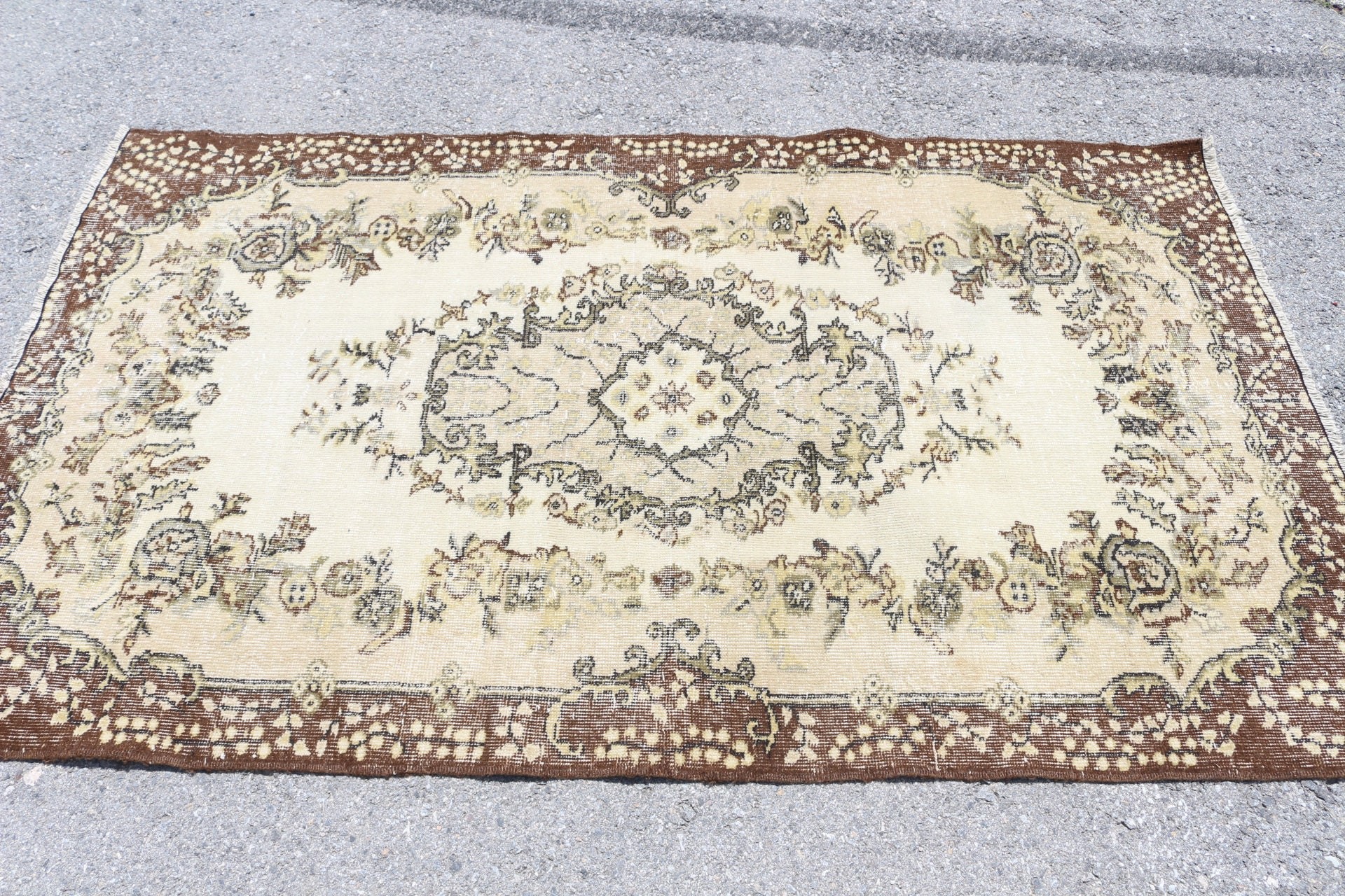 Eski Halı, Oturma Odası Halısı, 3,8x6,5 ft Alan Halısı, Yemek Odası Halısı, Kahverengi Fas Halısı, Türk Halısı, Fas Halısı, Vintage Halı