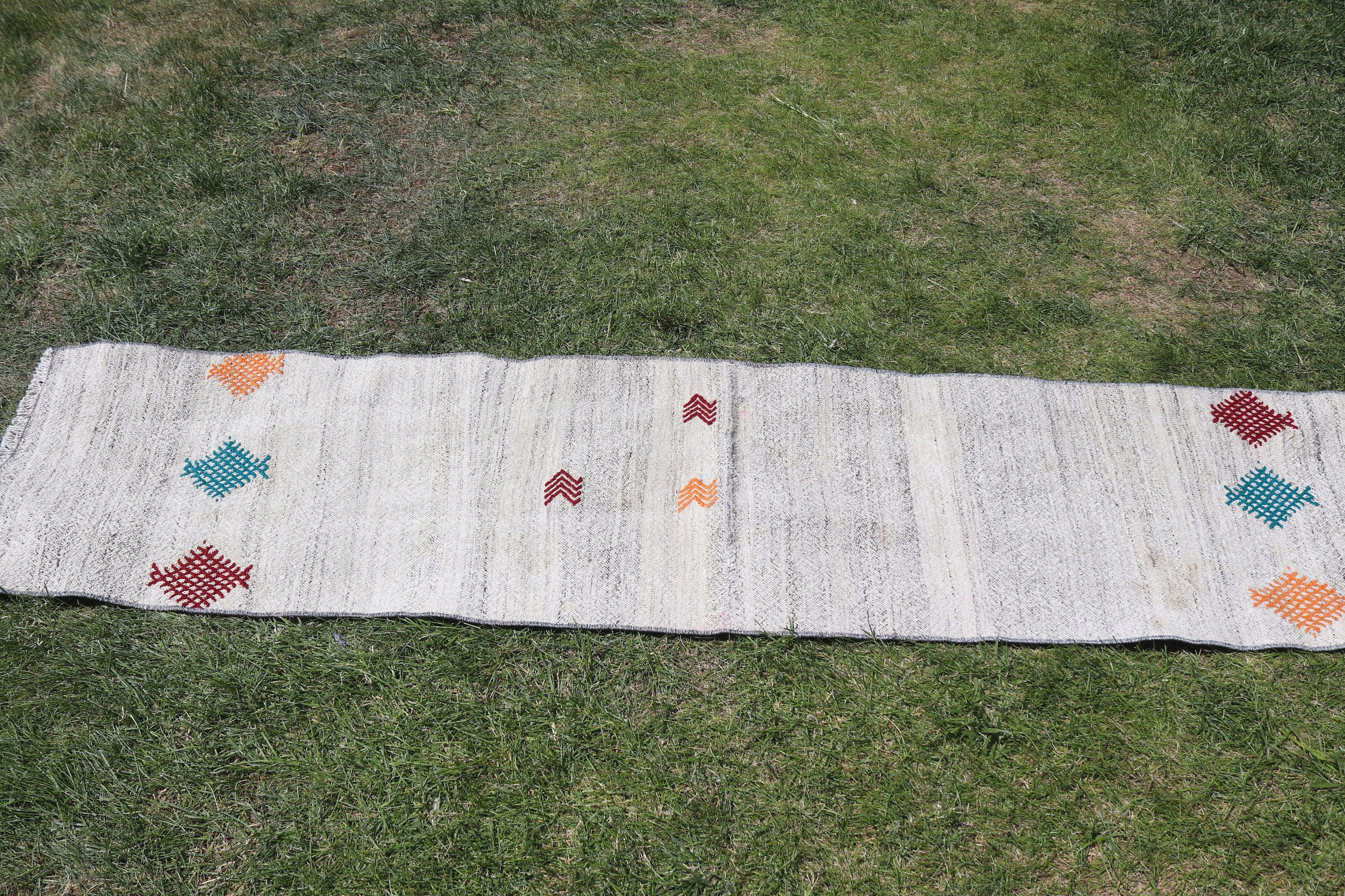 Kilim, Vintage Runner Halı, 1.6x7.2 ft Runner Halılar, Vintage Halılar, Bej Boho Halılar, Mutfak Halısı, El Dokuma Halı, Koridor Halısı, Türk Halıları