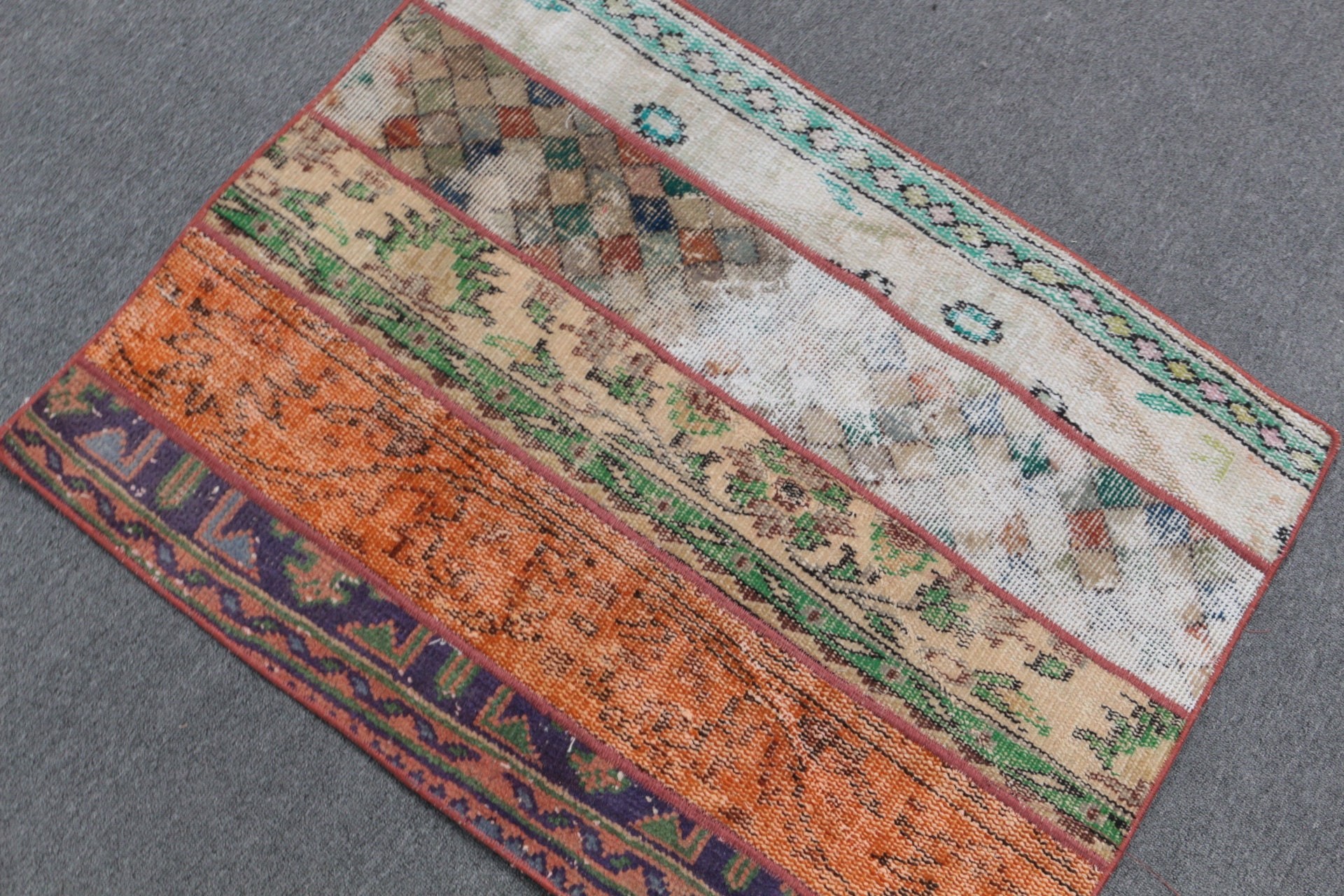 Kapı Paspas Halıları, 2.4x3.2 ft Küçük Halı, Vintage Halılar, Bej Oushak Halılar, Antika Halı, Mutfak Halısı, Fas Halıları, Türk Halısı, Organik Halılar