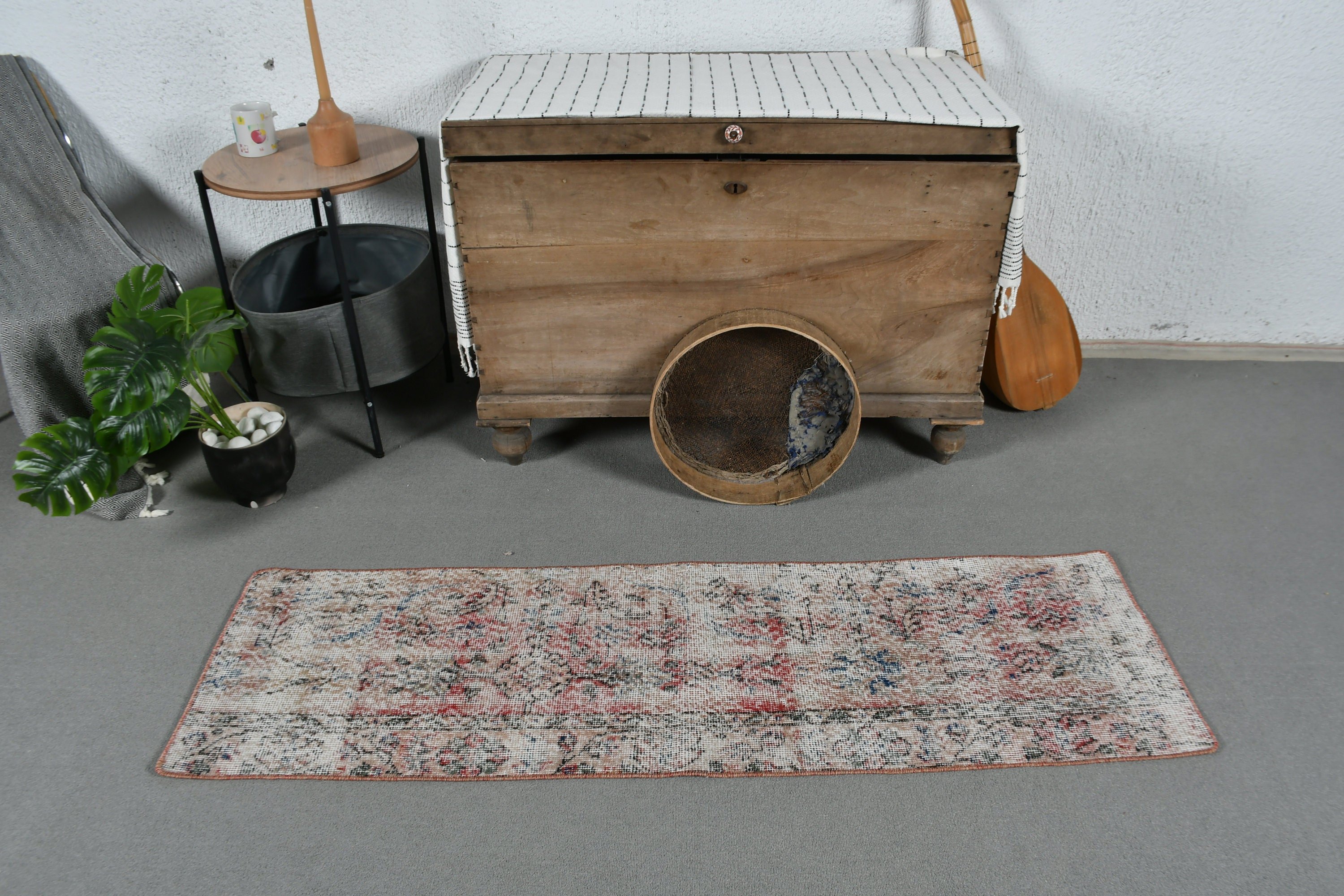 Koridor Halıları, Düz Dokuma Halı, Vintage Halı, Kırmızı Oushak Halı, Türk Halıları, 1.6x5.4 ft Koşucu Halıları, Merdiven Halısı, Ev Dekorasyonu Halısı